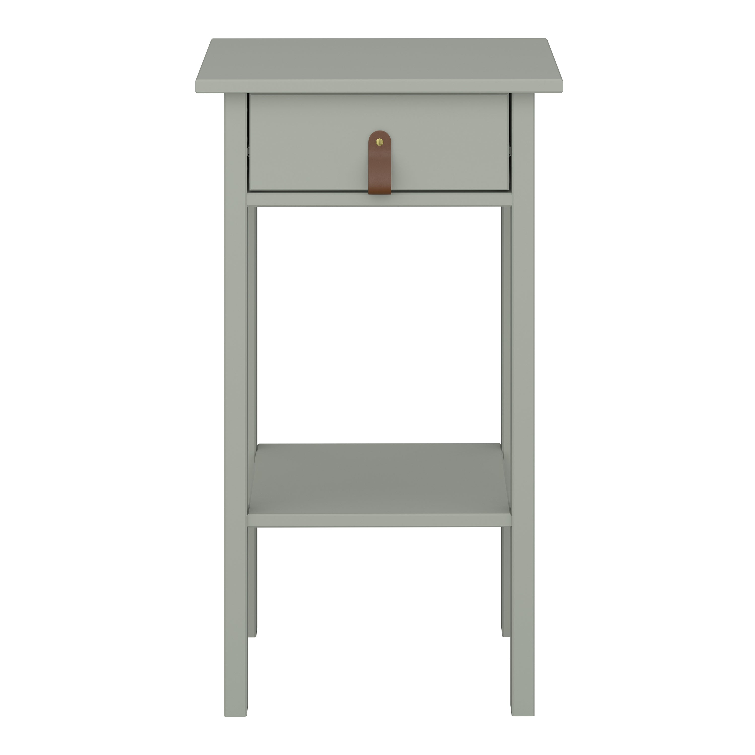 Tromso 1 Drawer Nightstand Olive with Leather Handles