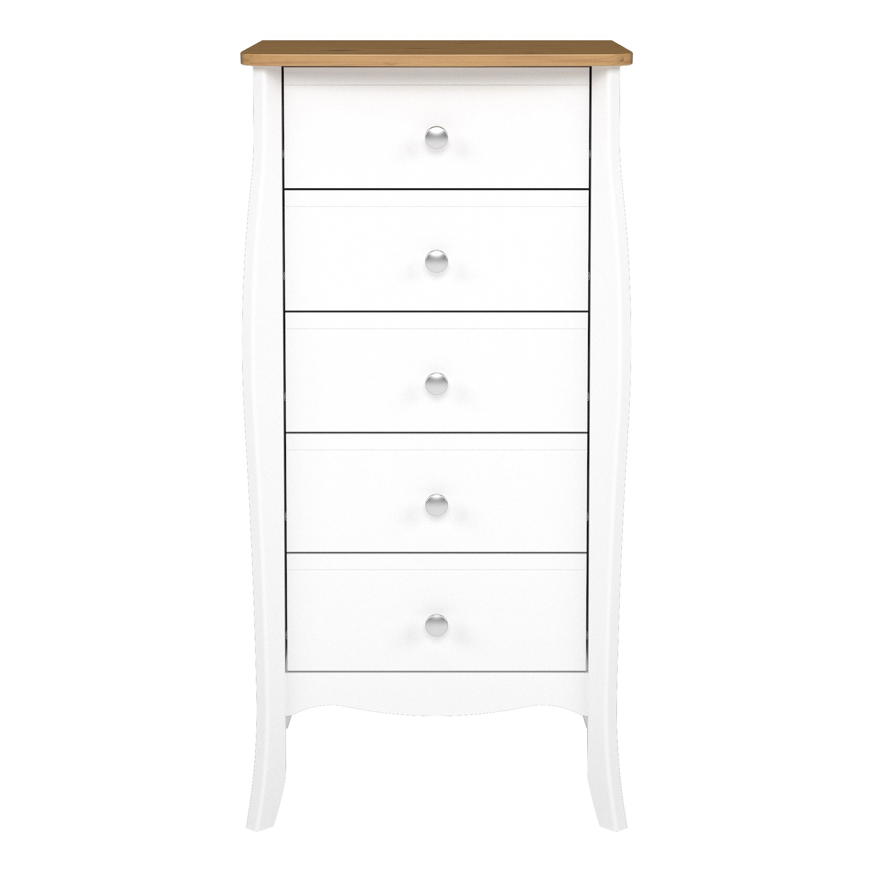 Baroque 5 Drw Narrow Pure White Iced Coffee Lacquer