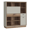 Rivero Bookcase with Fold out Desk in Grey and Oak