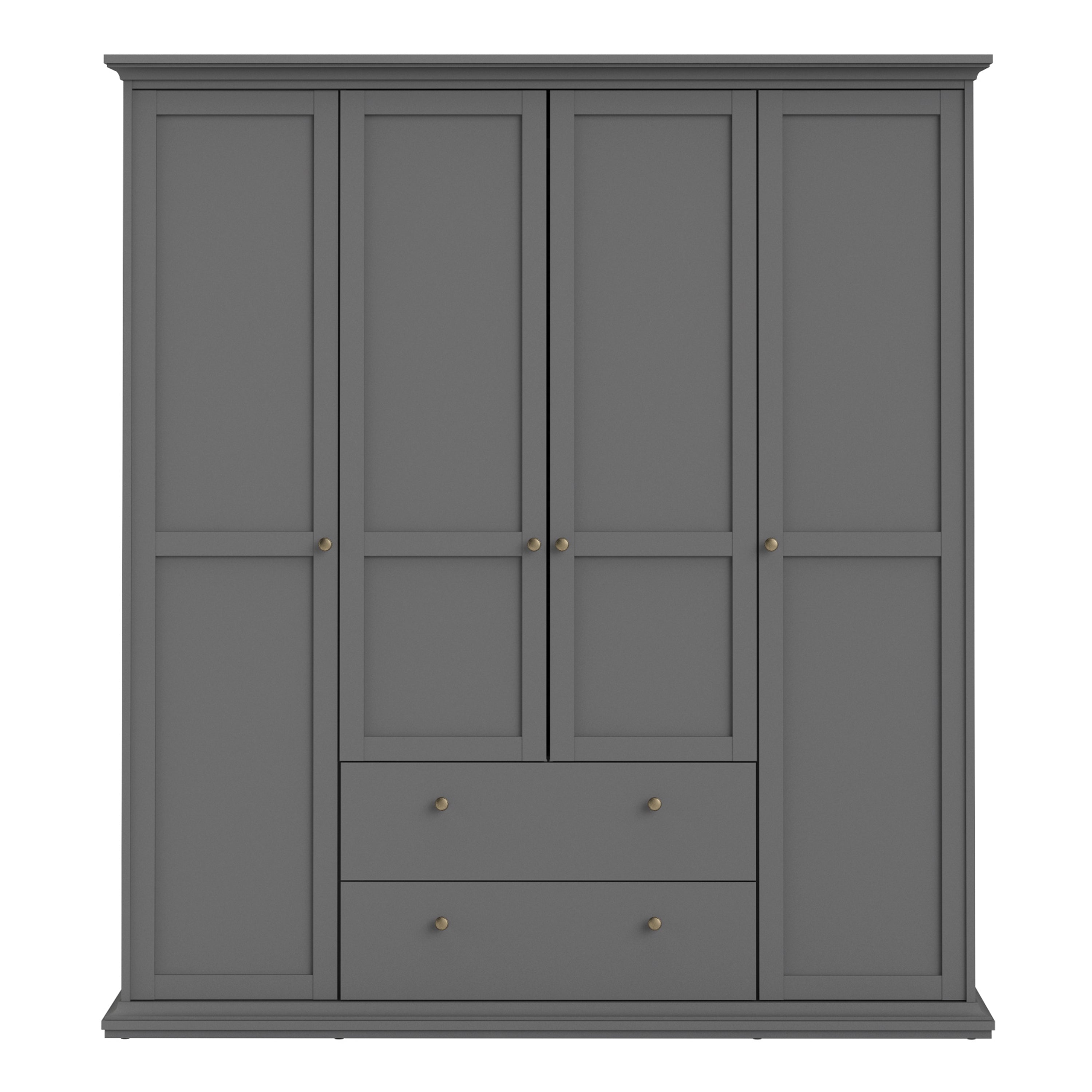 Paris Wardrobe with 4 Doors and 2 Drawers in Matt Grey
