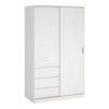 Naia Wardrobe with 1 Sliding Door and 1 Door + 3 drawers in White