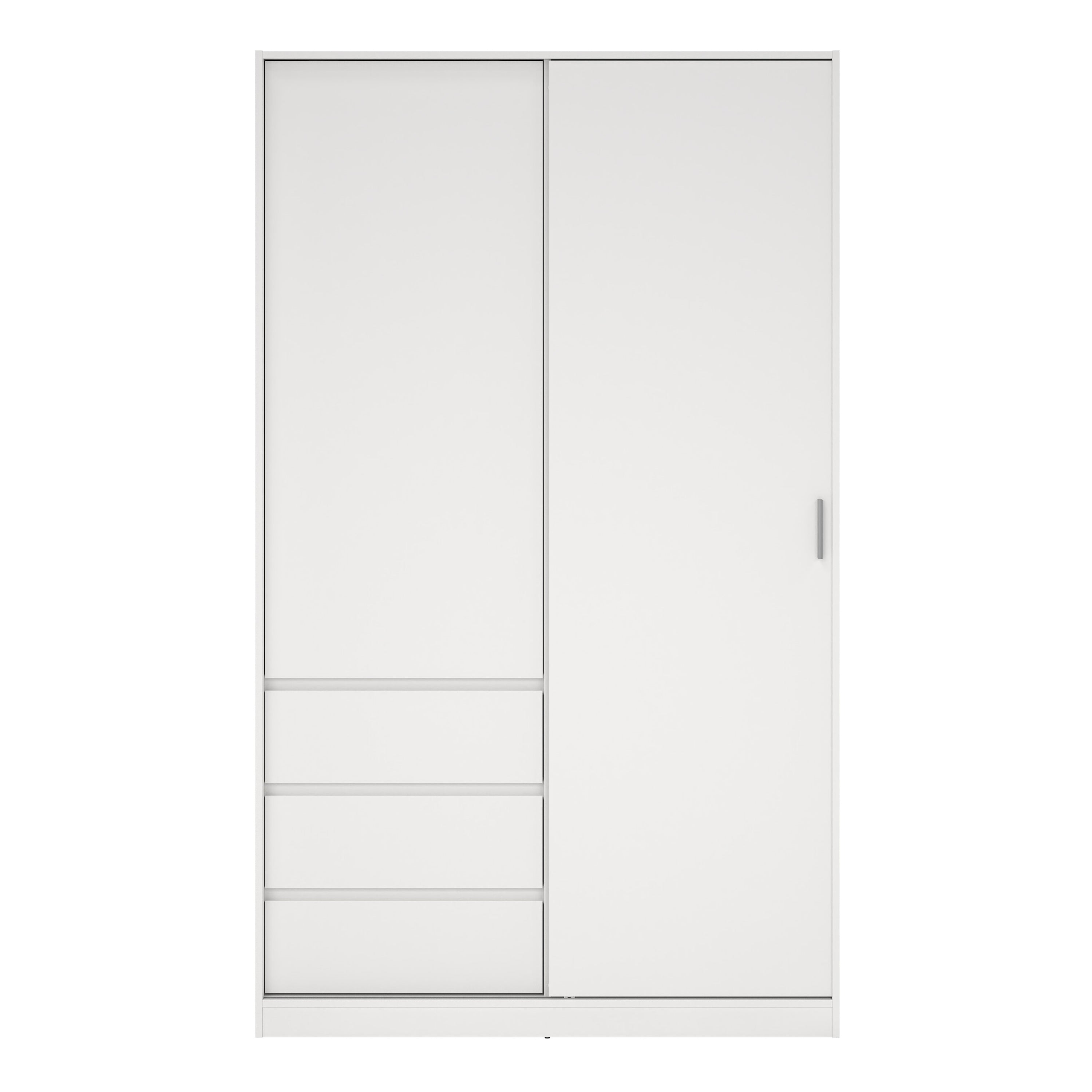 Naia Wardrobe with 1 Sliding Door and 1 Door + 3 drawers in White