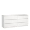 Naia Wide Chest of 6 Drawers (3+3) in White