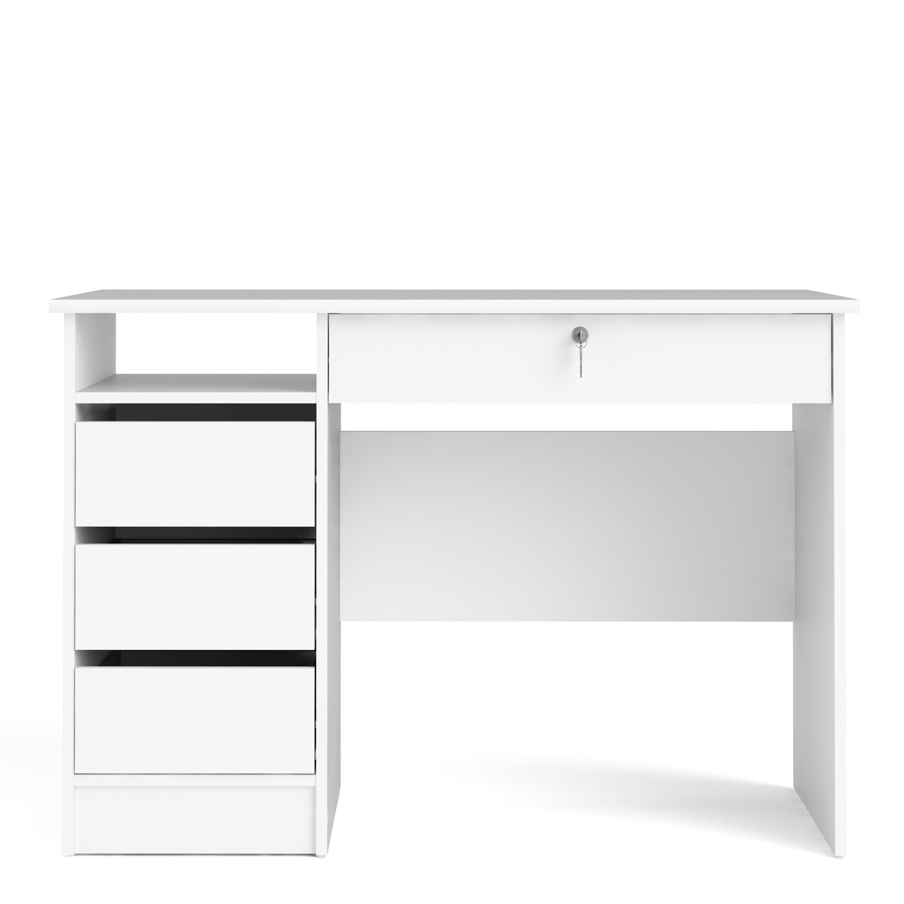 Function Plus Desk (3+1) Handle Free Drawer in White