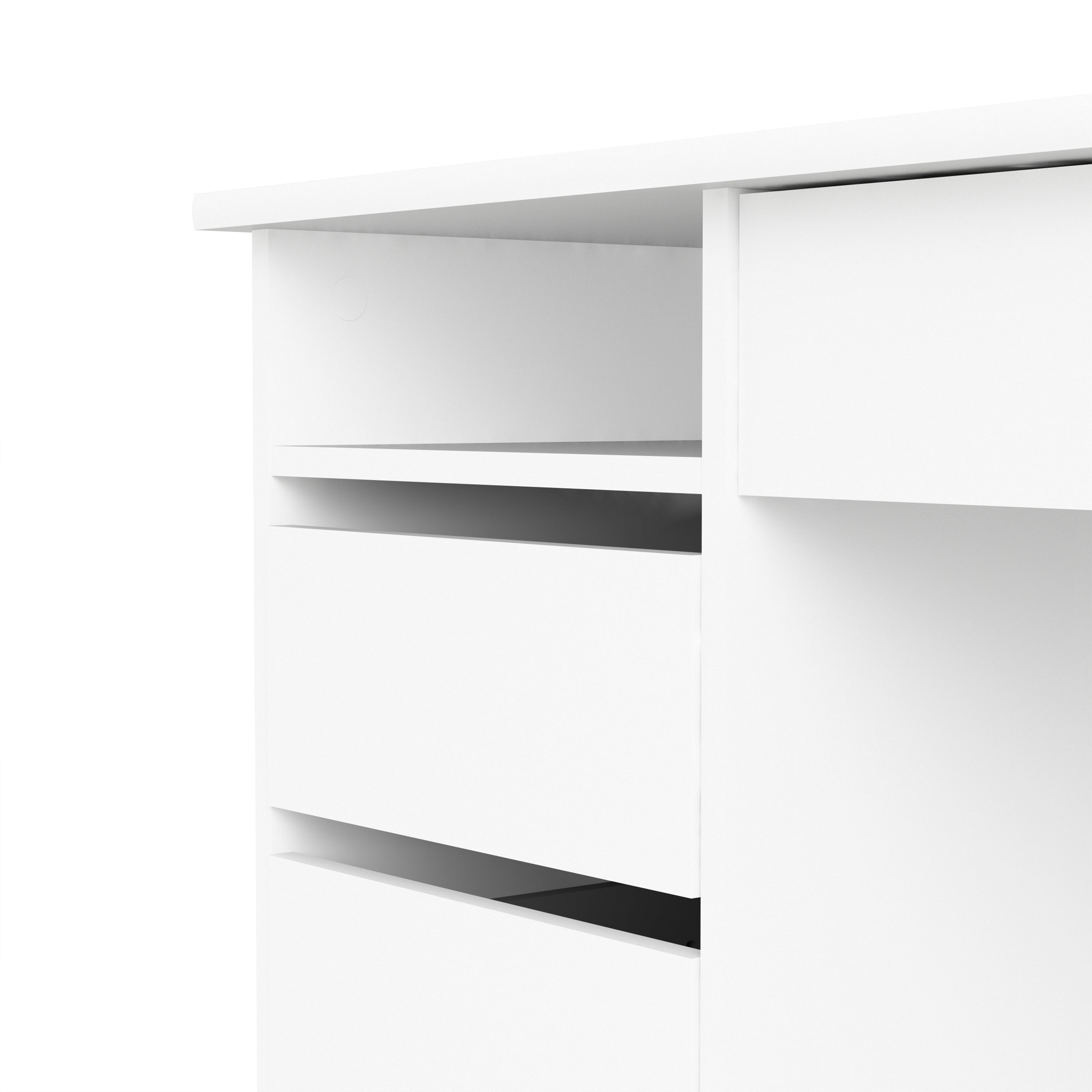 Function Plus Desk (3+1) Handle Free Drawer in White