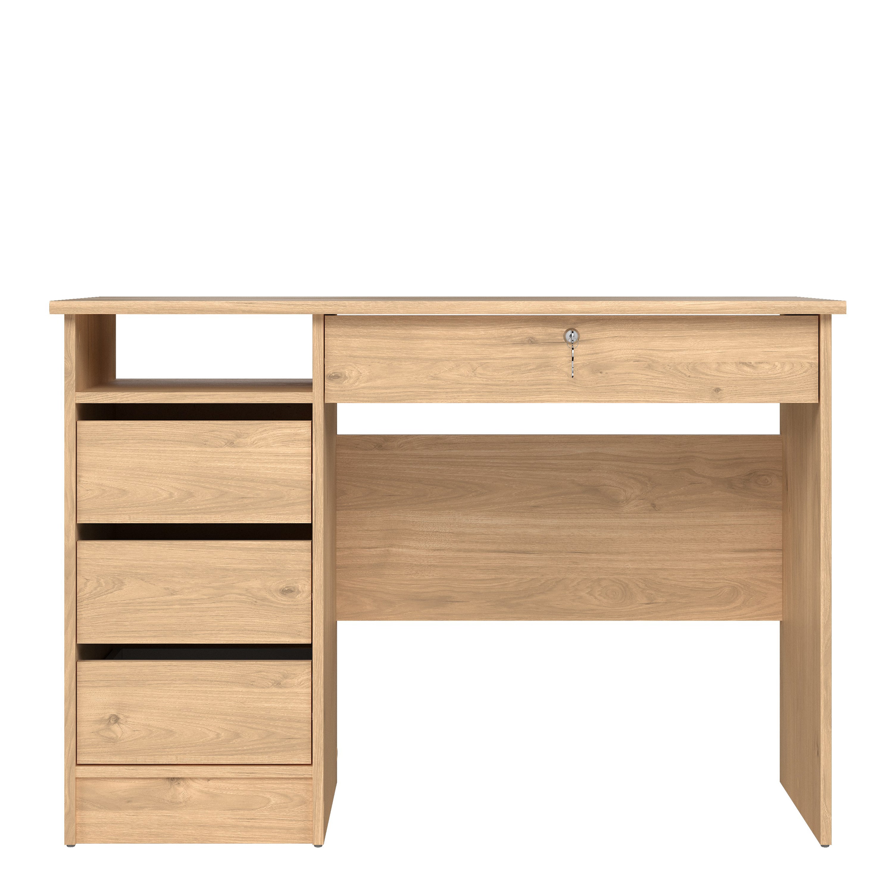Function Plus Desk (3+1) Handle Free Drawer in Jackson Hickory Oak