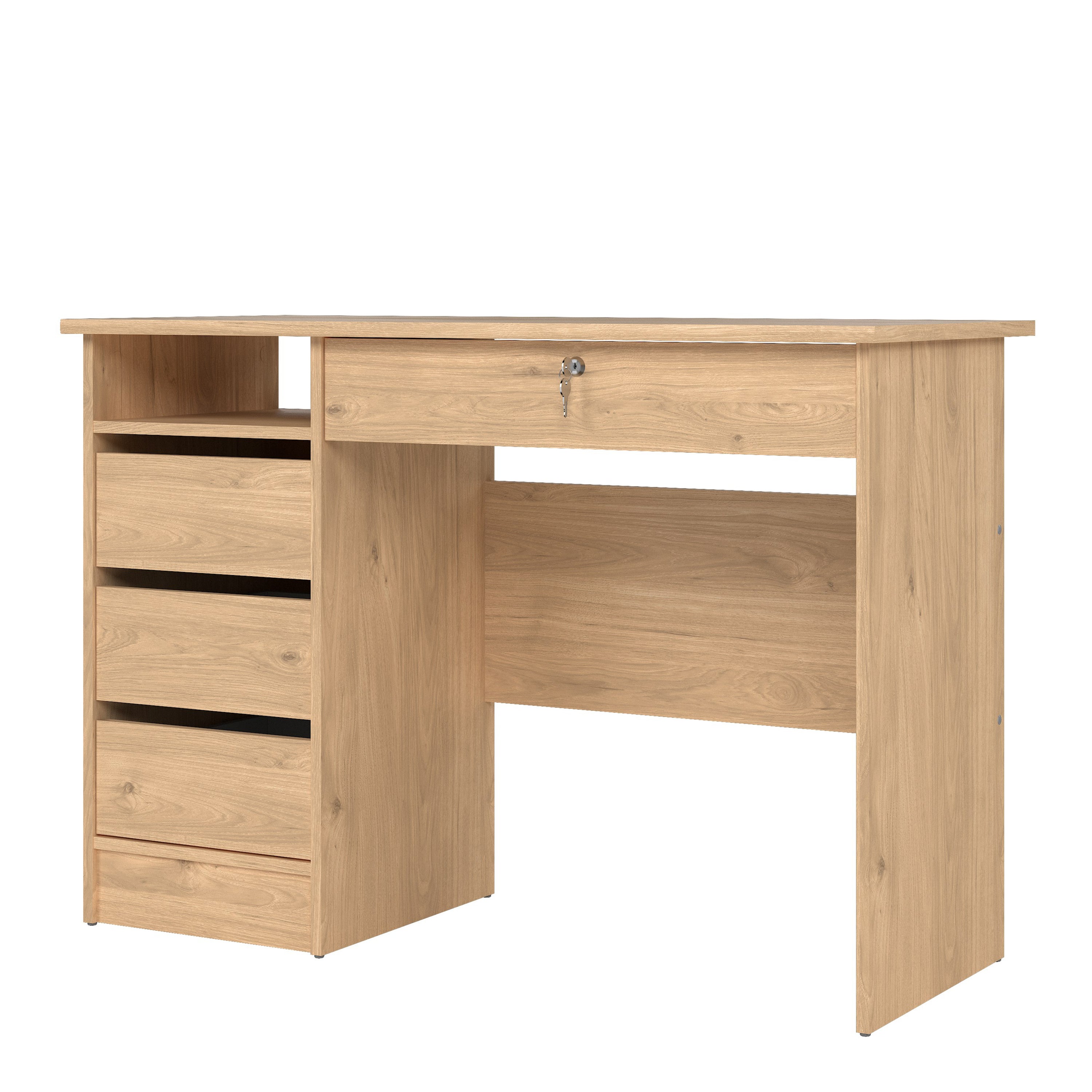 Function Plus Desk (3+1) Handle Free Drawer in Jackson Hickory Oak