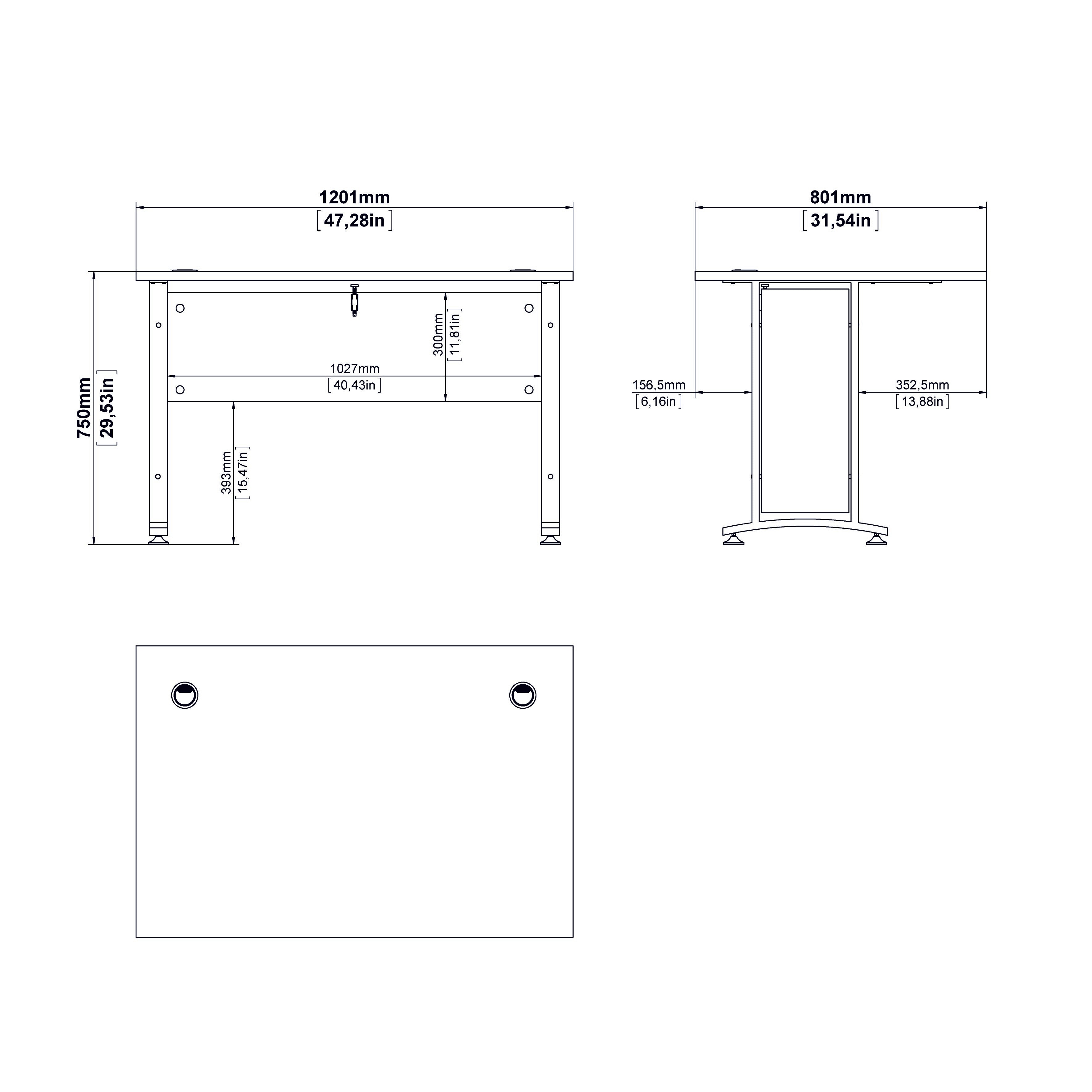 Prima Desk 120 cm in Oak with White legs