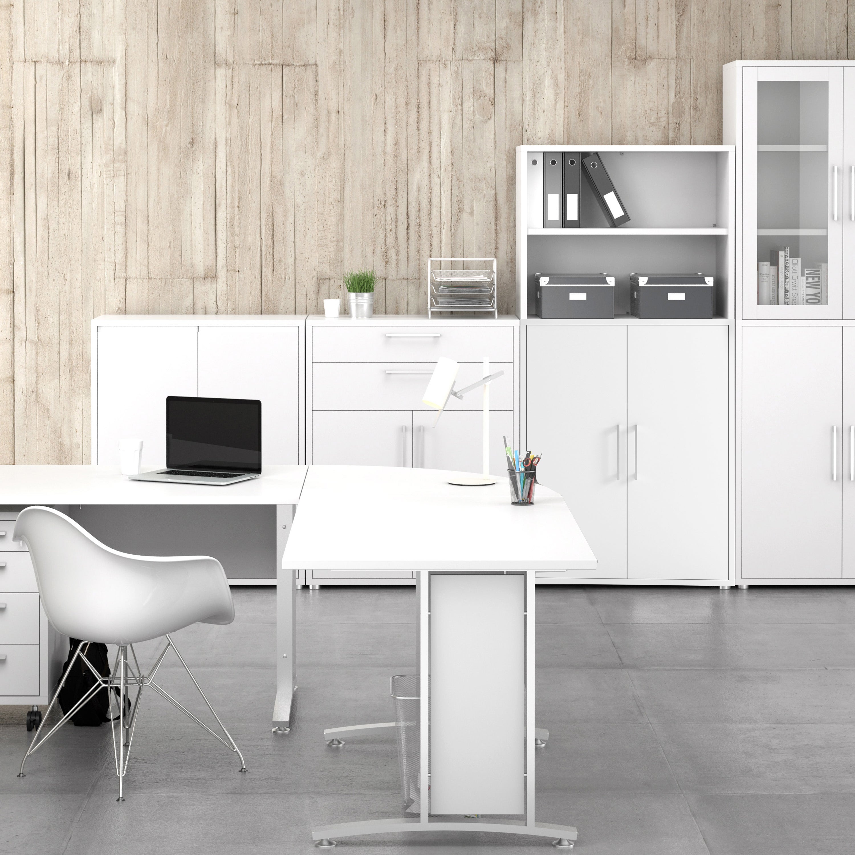 Prima Bookcase 3 Shelves with 2 Doors in White