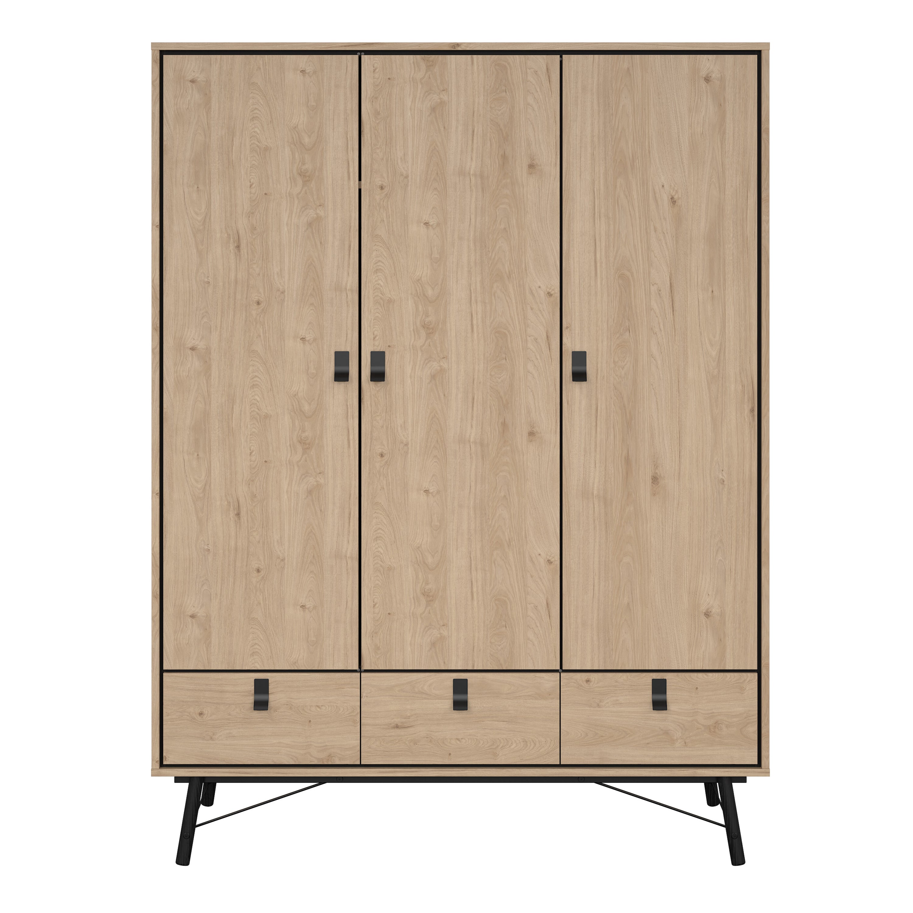 Ry Wardrobe 3 Doors + 3 Drawers in Jackson Hickory Oak