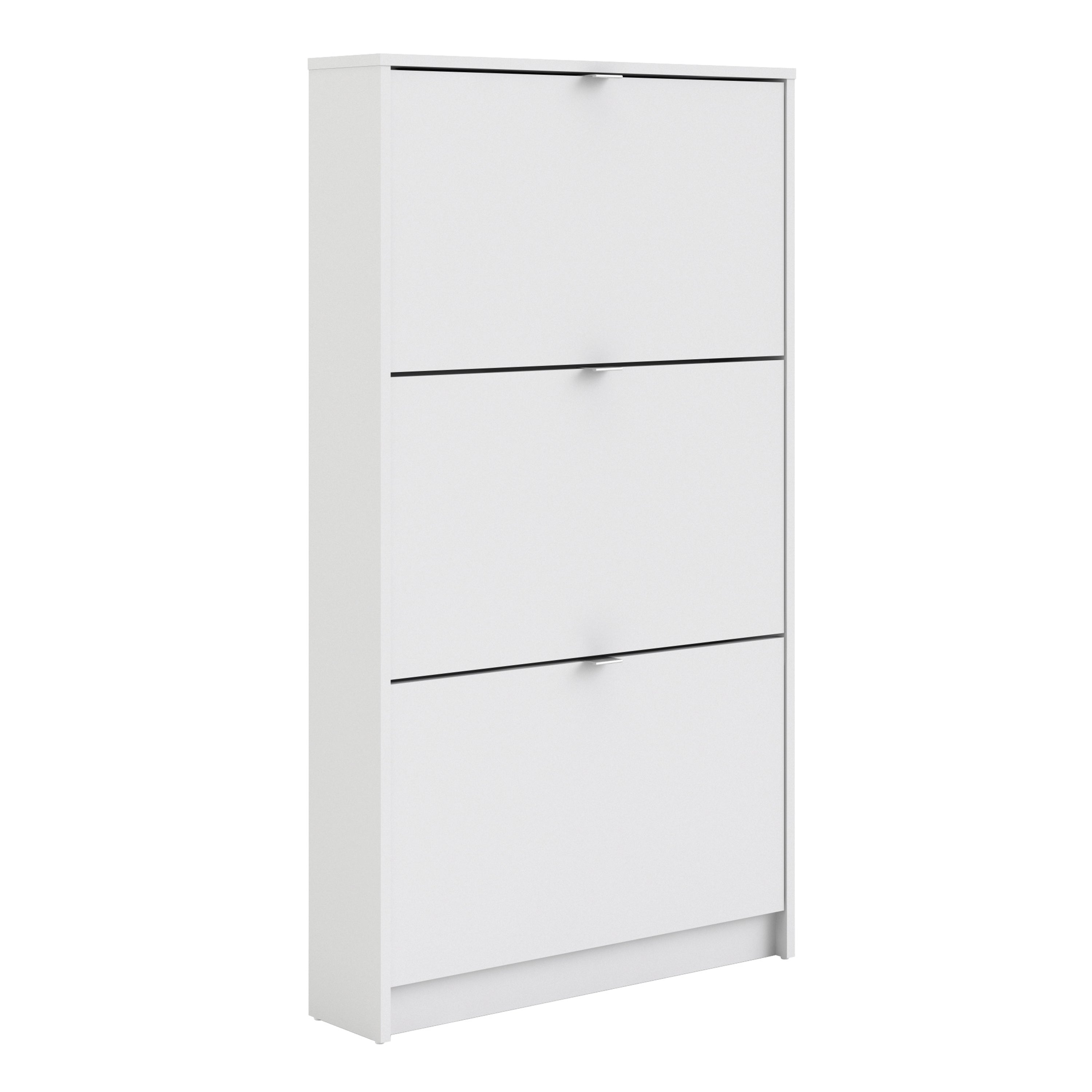 Shoes Shoe cabinet w. 3 tilting doors and 1 layer White