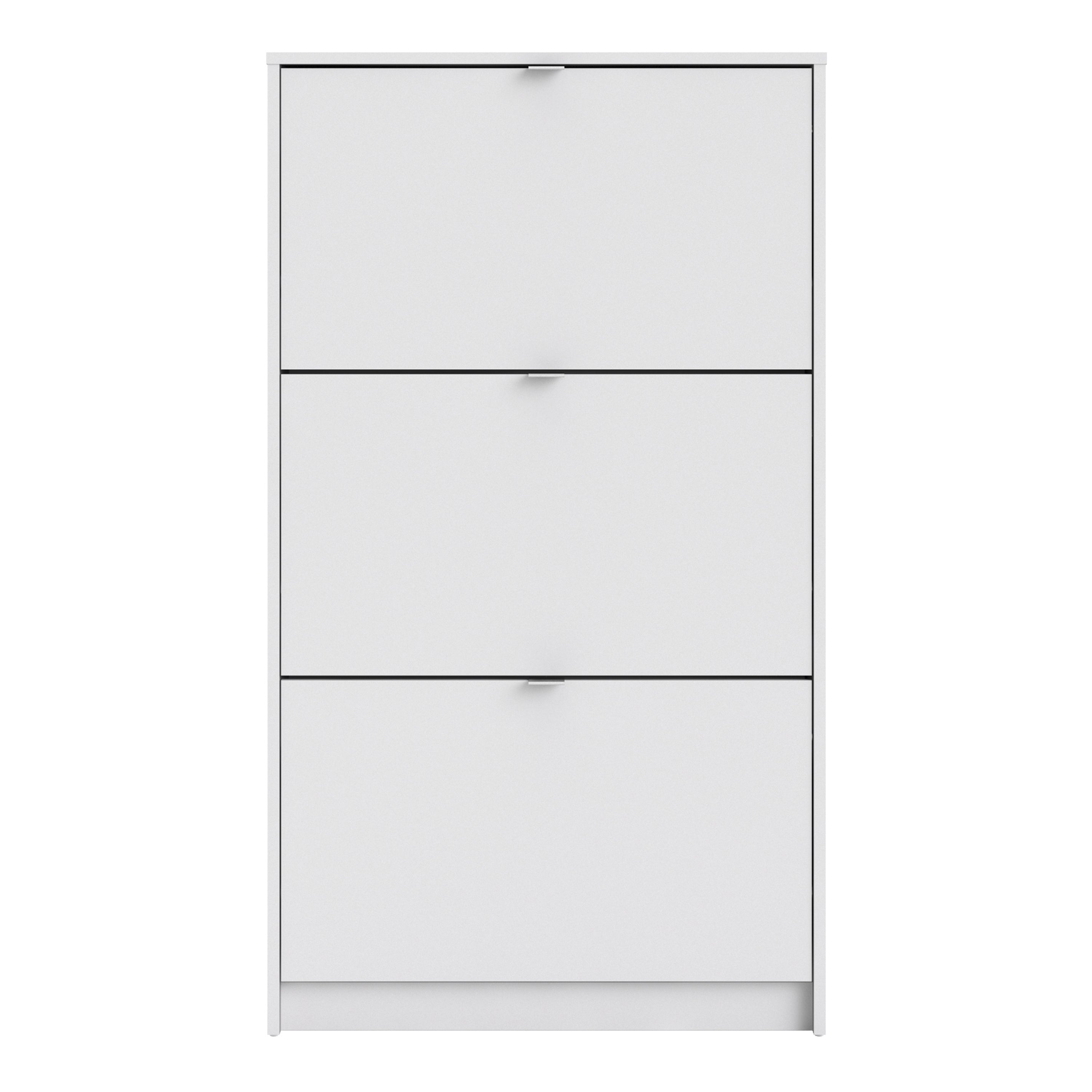 Shoes Shoe cabinet w. 3 tilting doors and 1 layer White