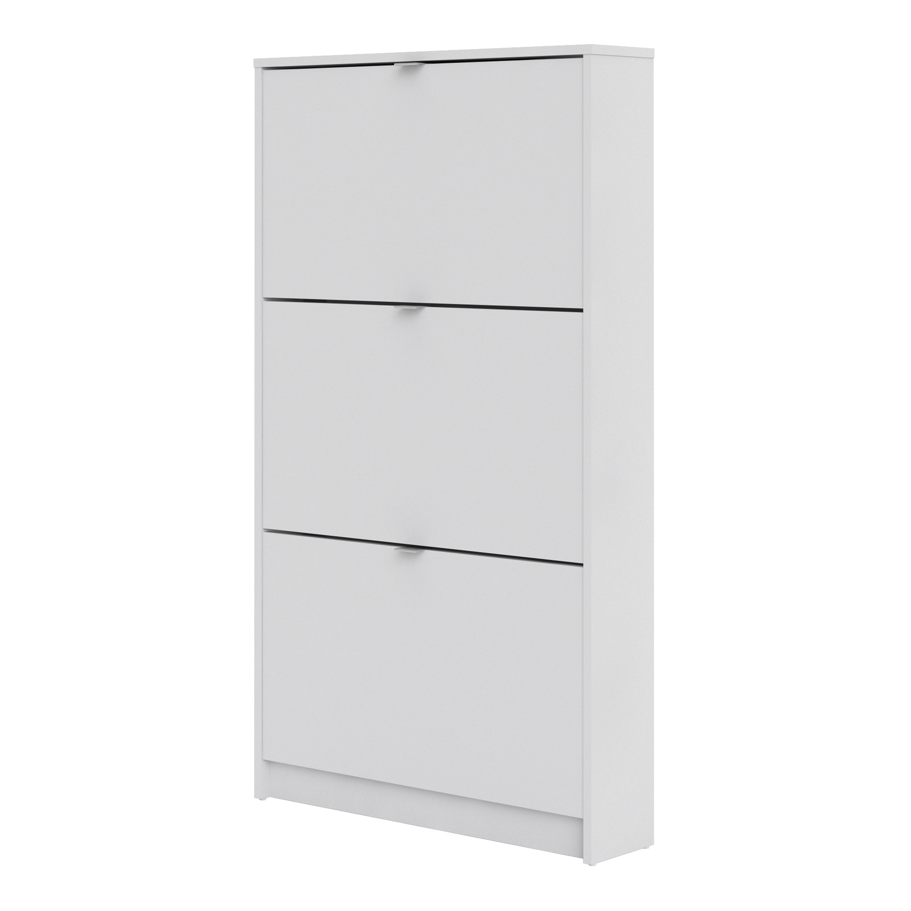 Shoes Shoe cabinet w. 3 tilting doors and 1 layer White