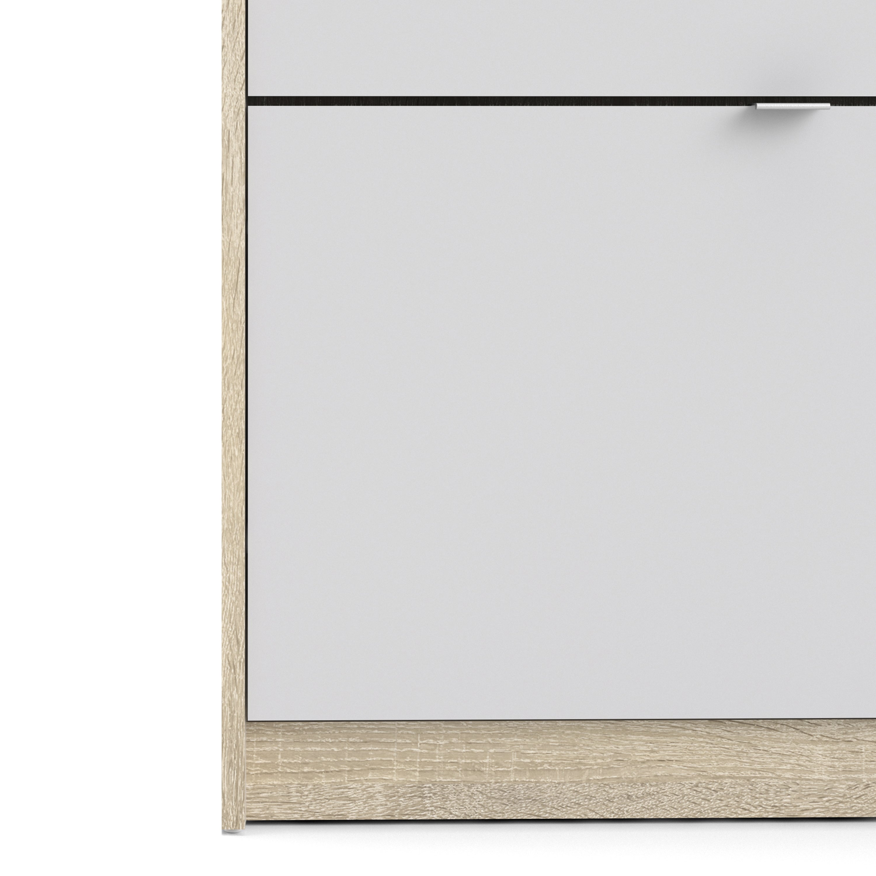 Shoes Shoe cabinet w. 3 tilting doors and 1 layer Oak structure White