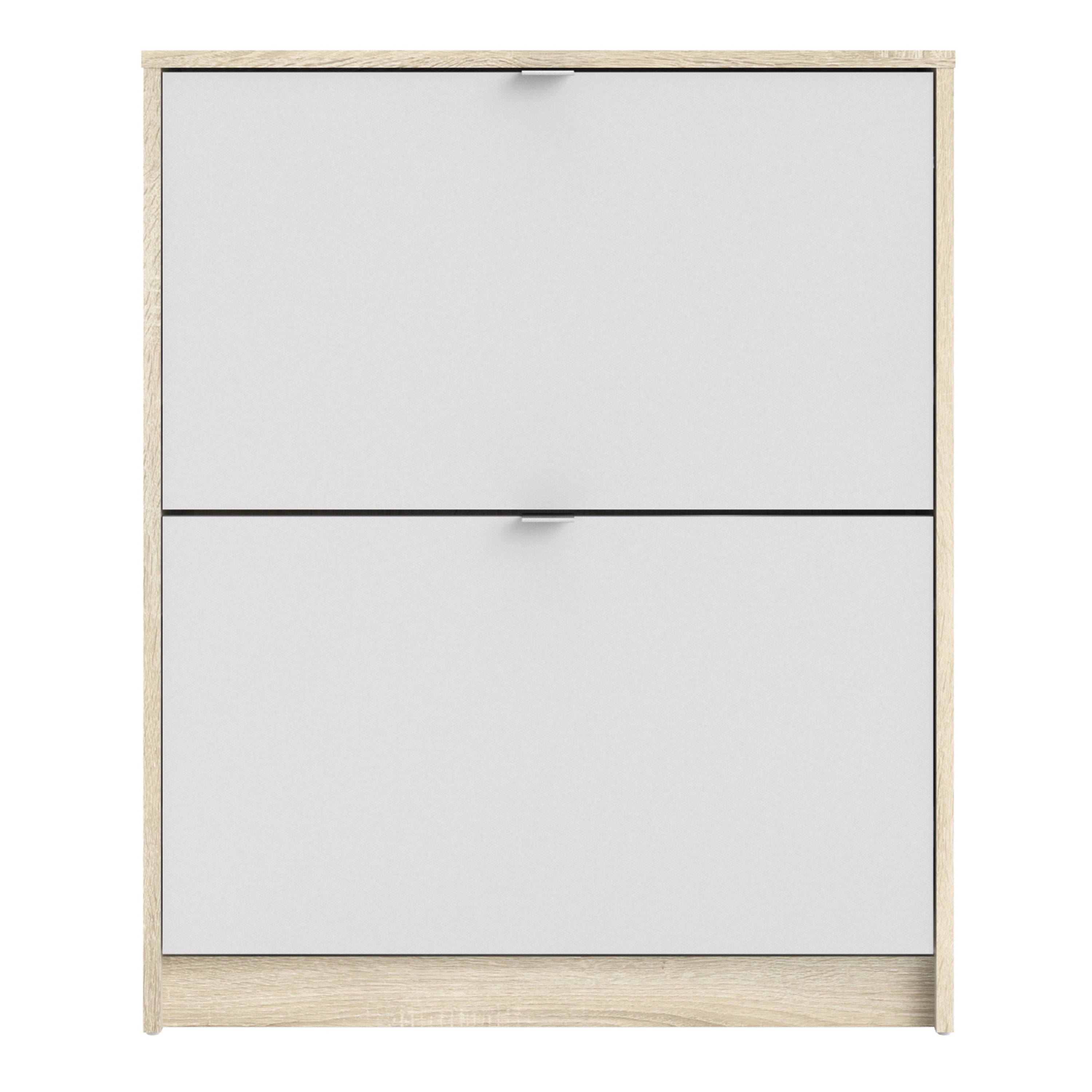 Shoes Shoe cabinet w. 2 tilting doors and 2 layers Oak structure White
