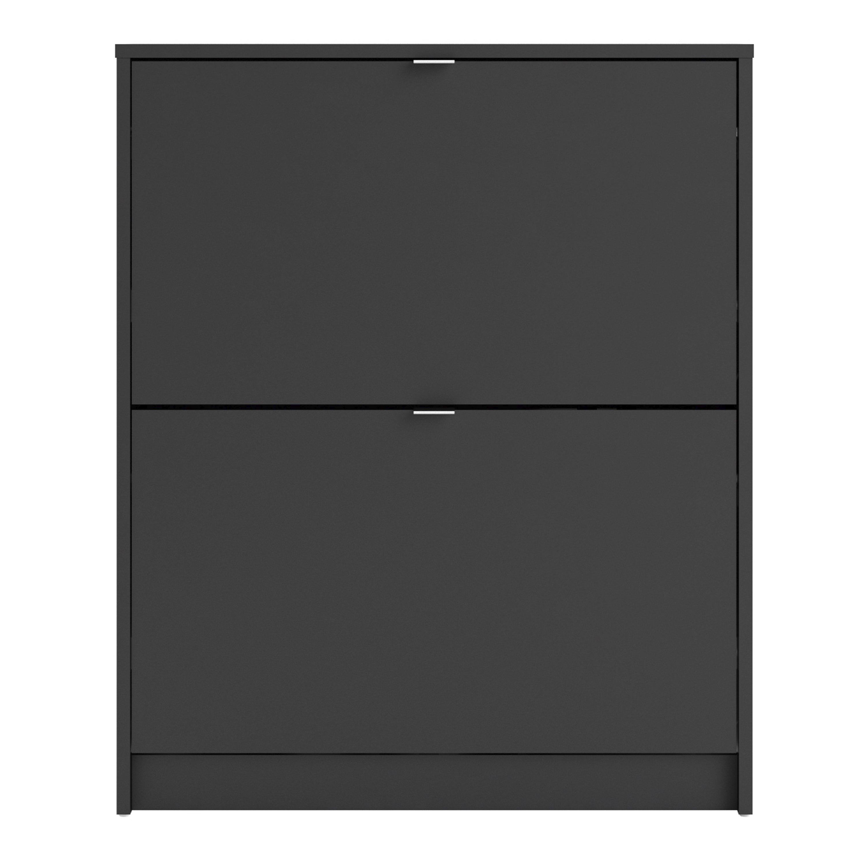 Shoes Shoe cabinet w. 2 tilting doors and 2 layers in Matt Black