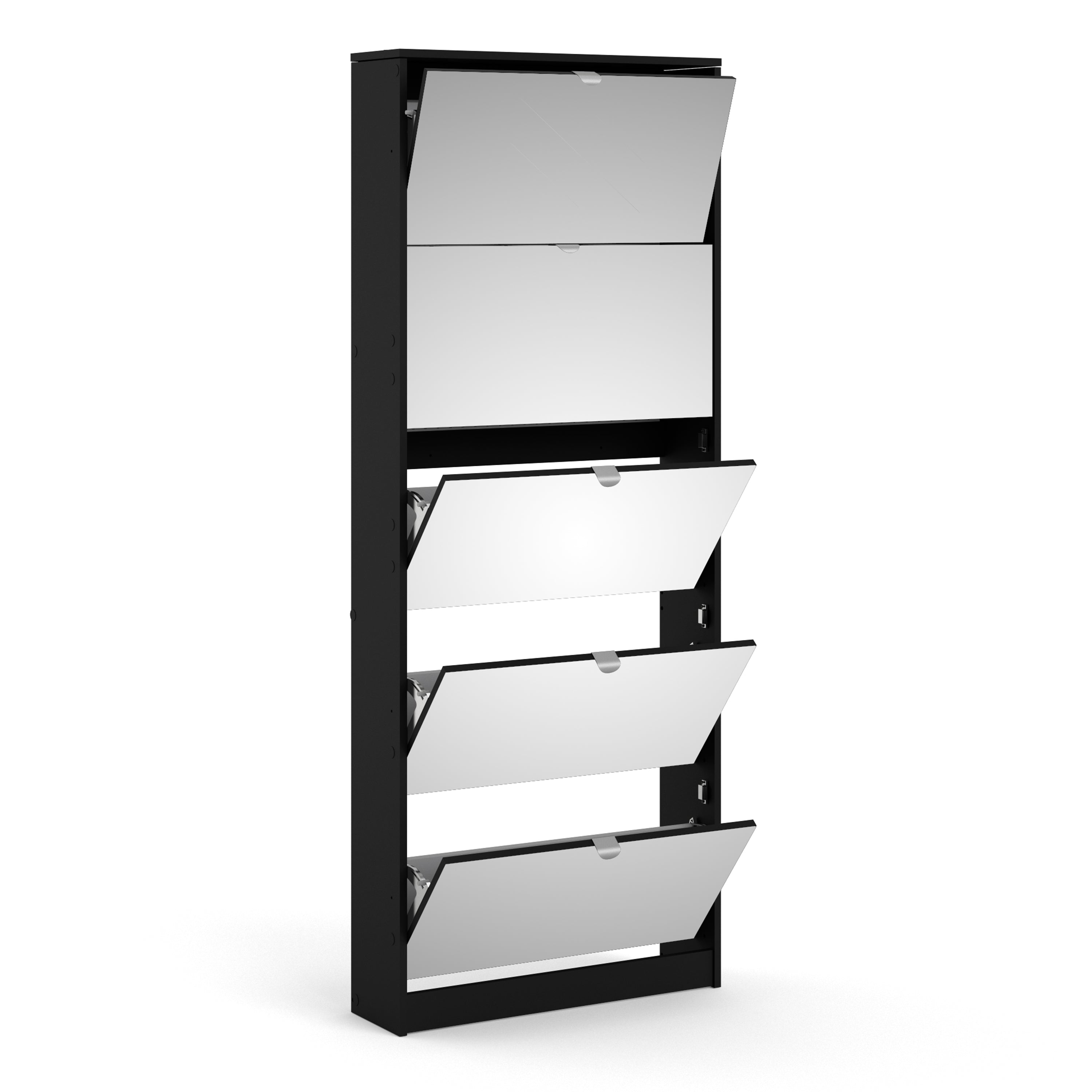Shoes Shoe cabinet 5 Mirror tilting Doors in Black