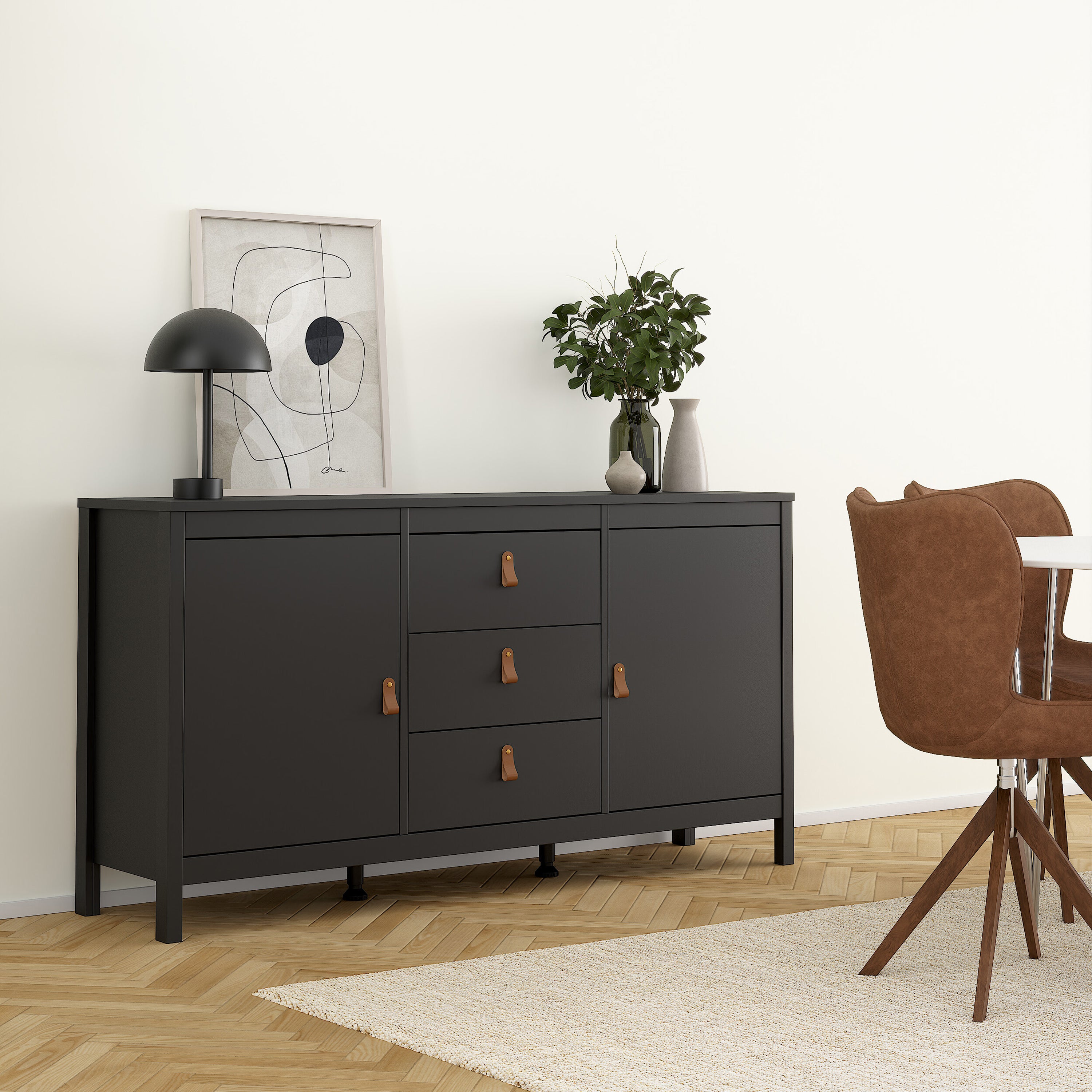Barcelona Sideboard 2 doors + 3 drawers in Matt Black