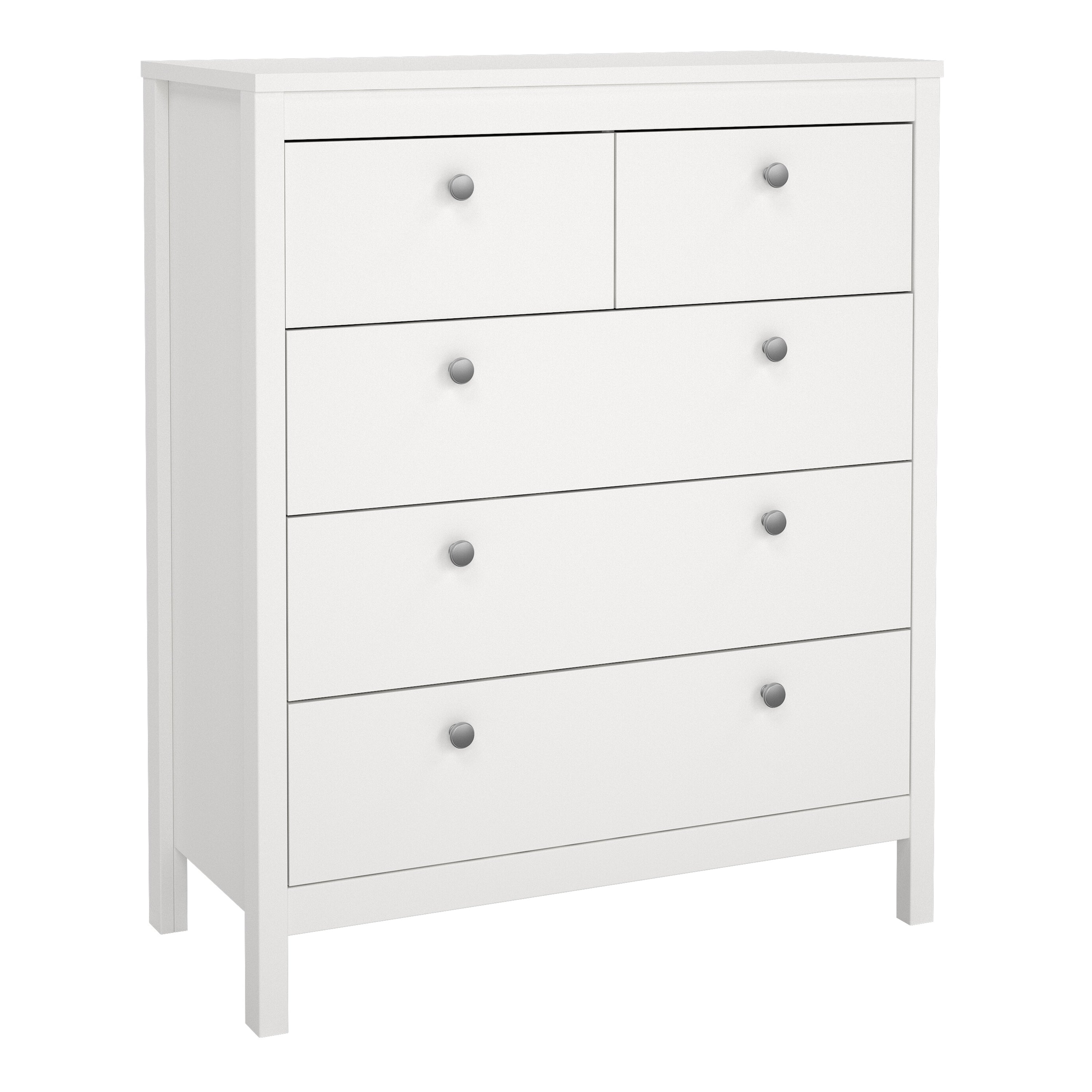 Madrid 3 Piece Bundle, Bedside, Chest and 3 Door Wardrobe in White