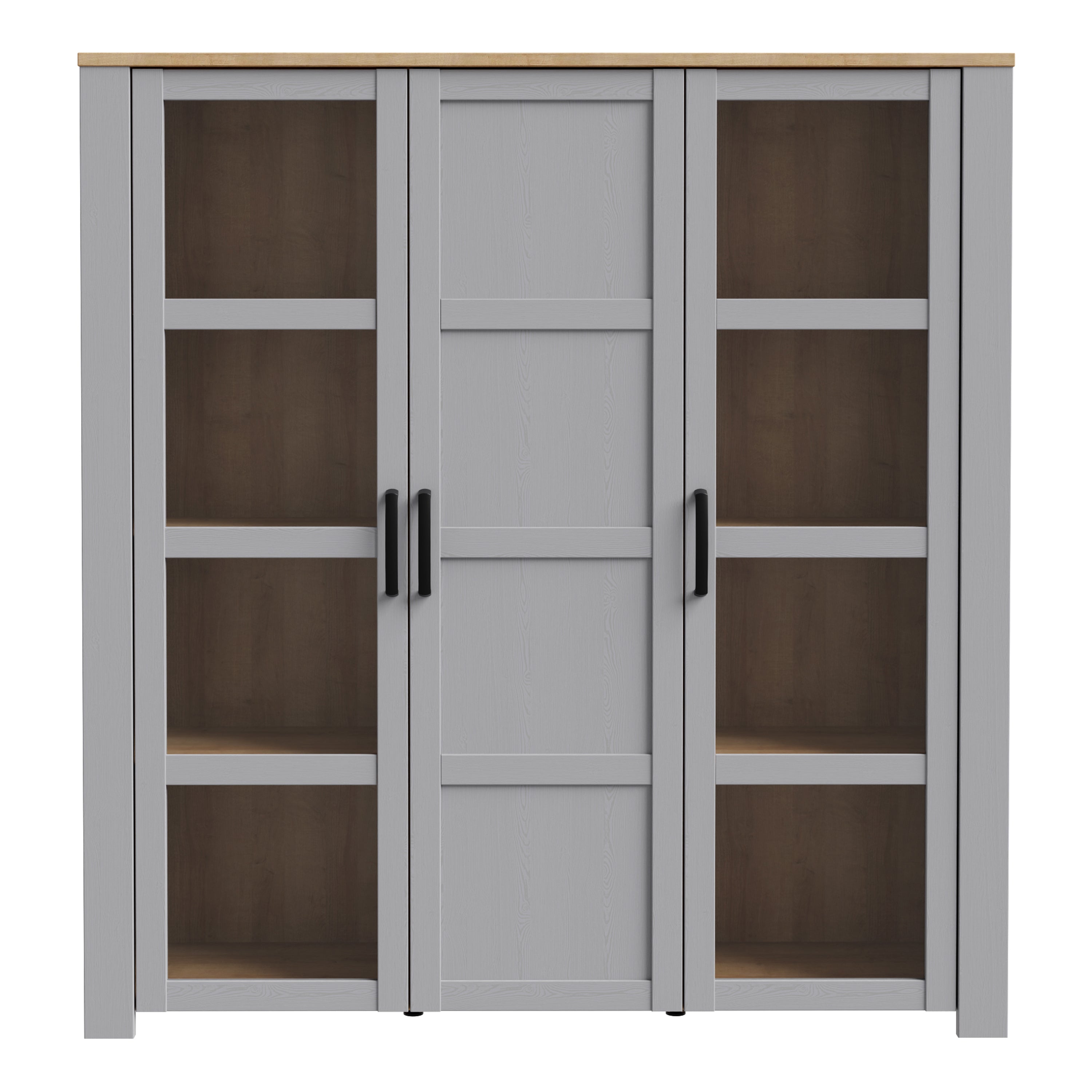 Bohol Large Display Cabinet in Riviera Oak/Grey Oak