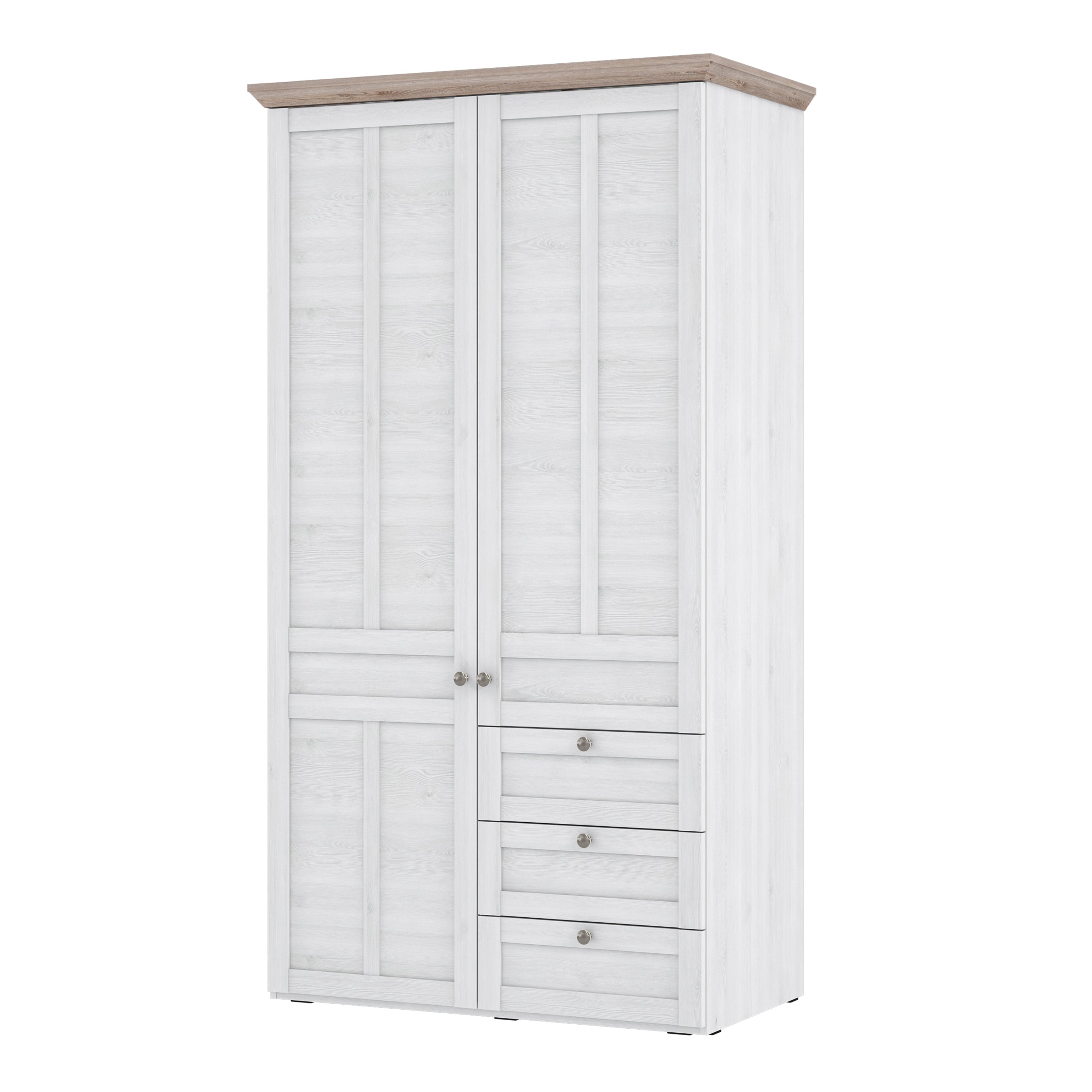 Iloppa 2 Door Wardrobe in Snowy Oak/Oak Nelson