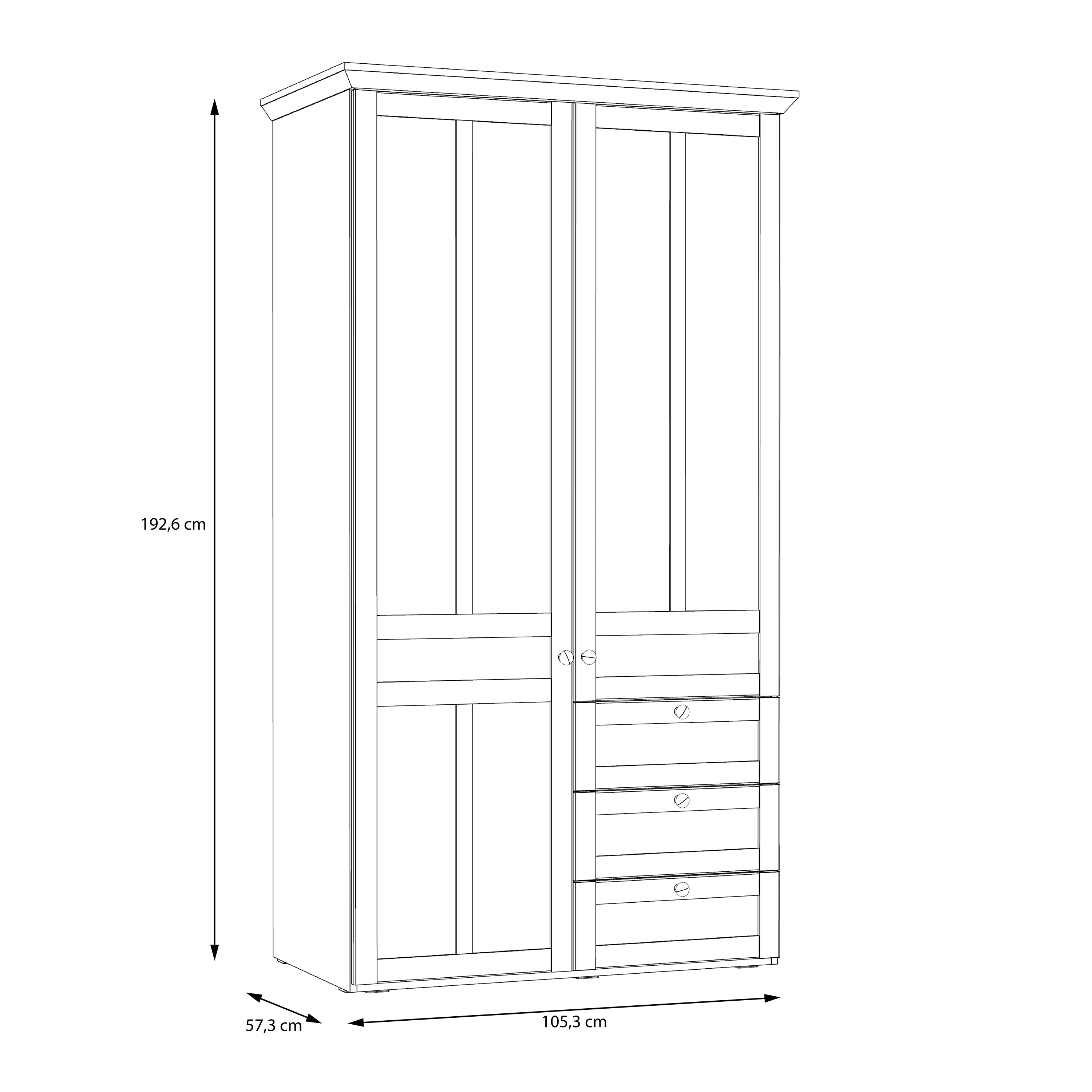 Iloppa 2 Door Wardrobe in Snowy Oak/Oak Nelson
