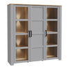 Bohol Large Display Cabinet inc. 4x LED Lights in Riviera Oak/Grey Oak