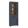 Bohol Narrow Display Cabinet inc. 2x LED Lights in Riviera Oak/Navy
