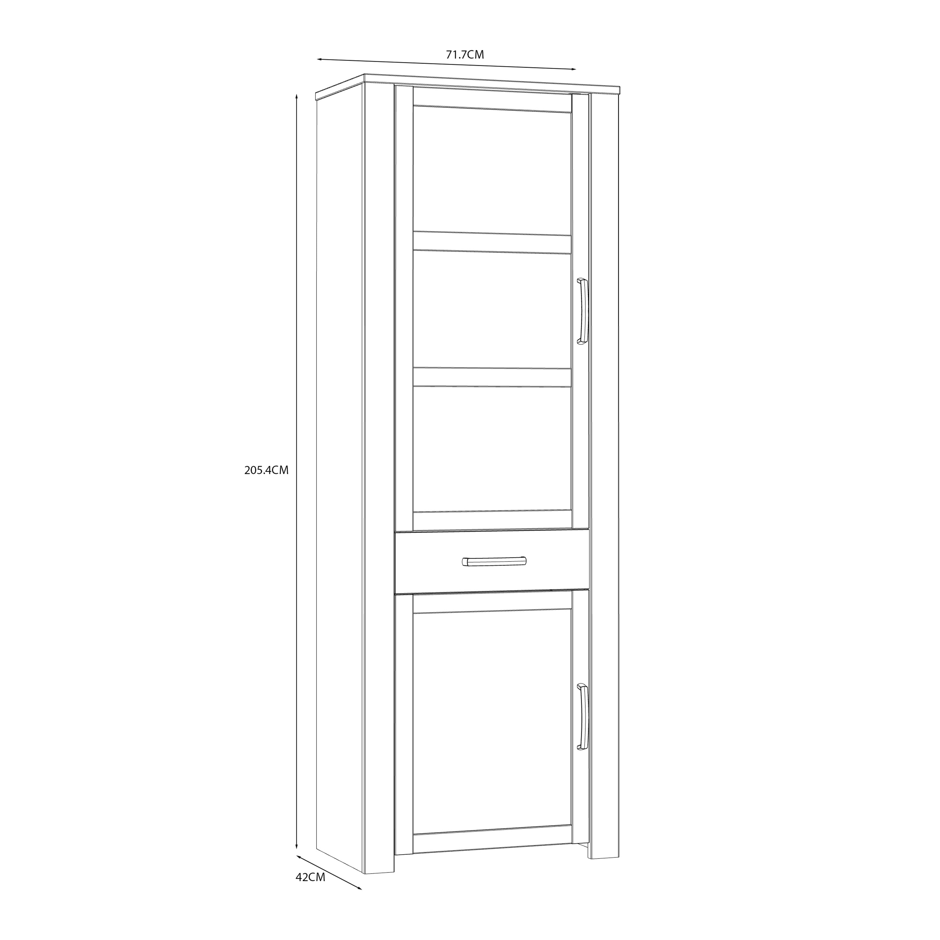 Bohol Narrow Display Cabinet inc. 2x LED Lights in Riviera Oak/White