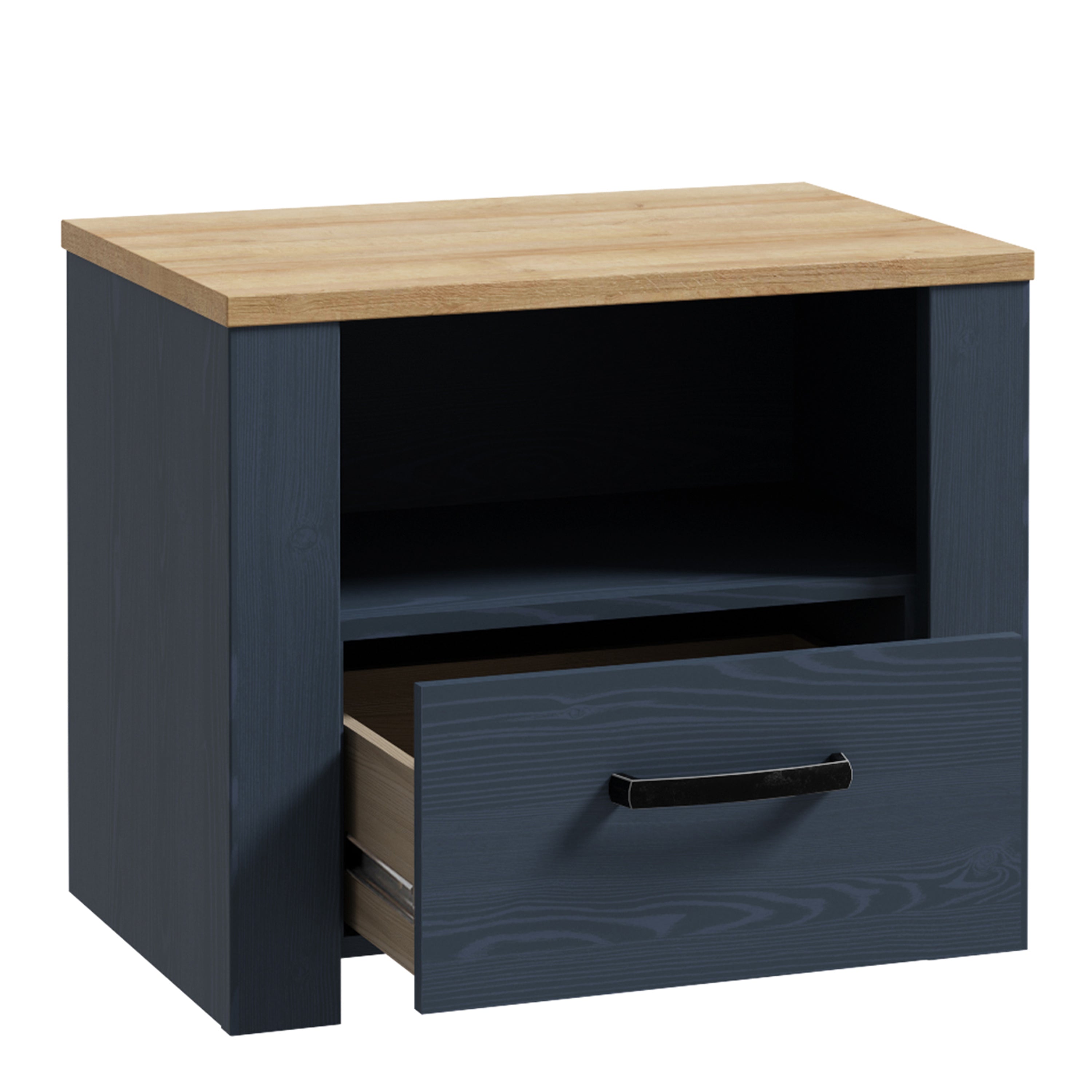 Bohol 1 Drawer Bedside I n Navy Oak