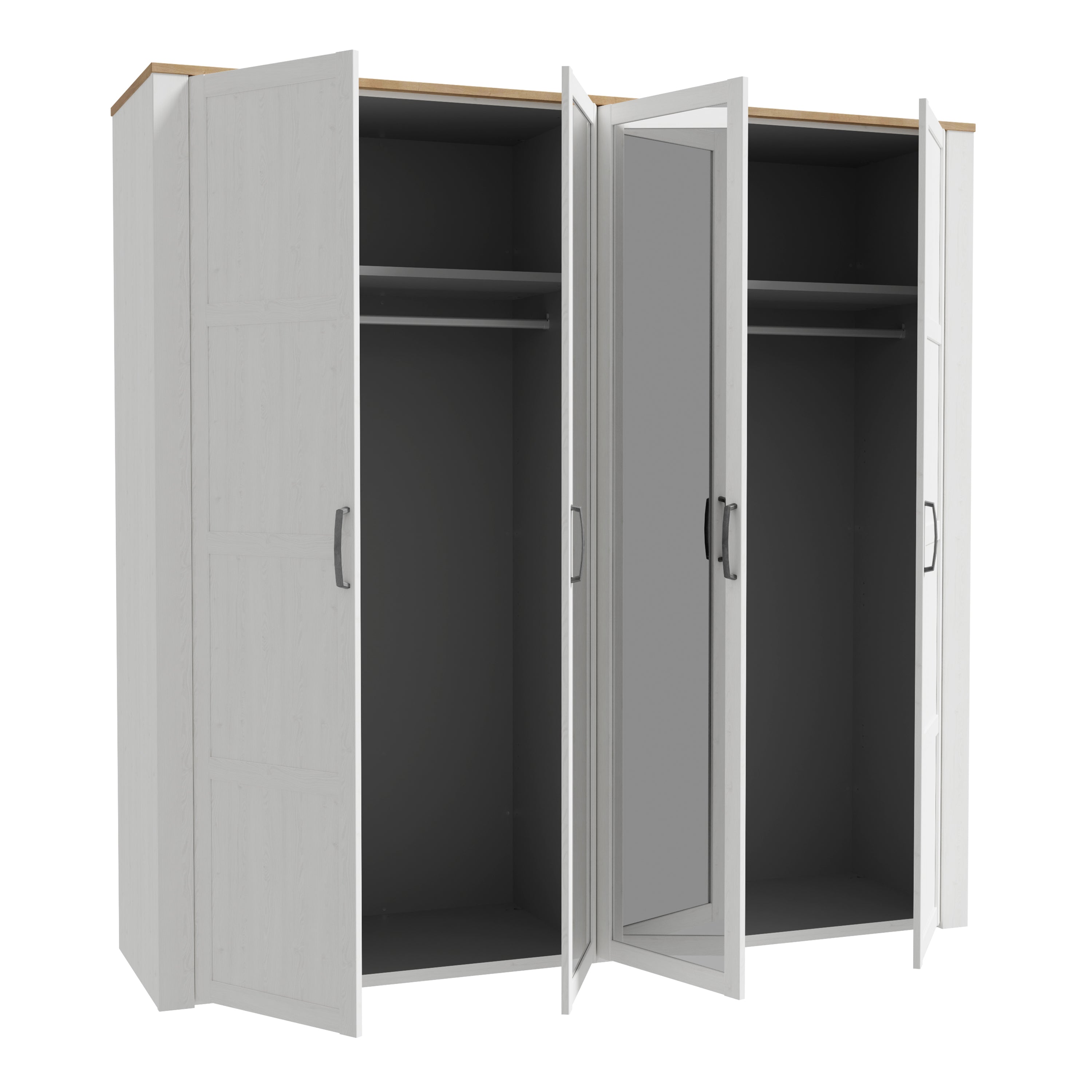 Bohol 2 Door 2 Mirrored Door Wardrobe in Riviera Oak/White
