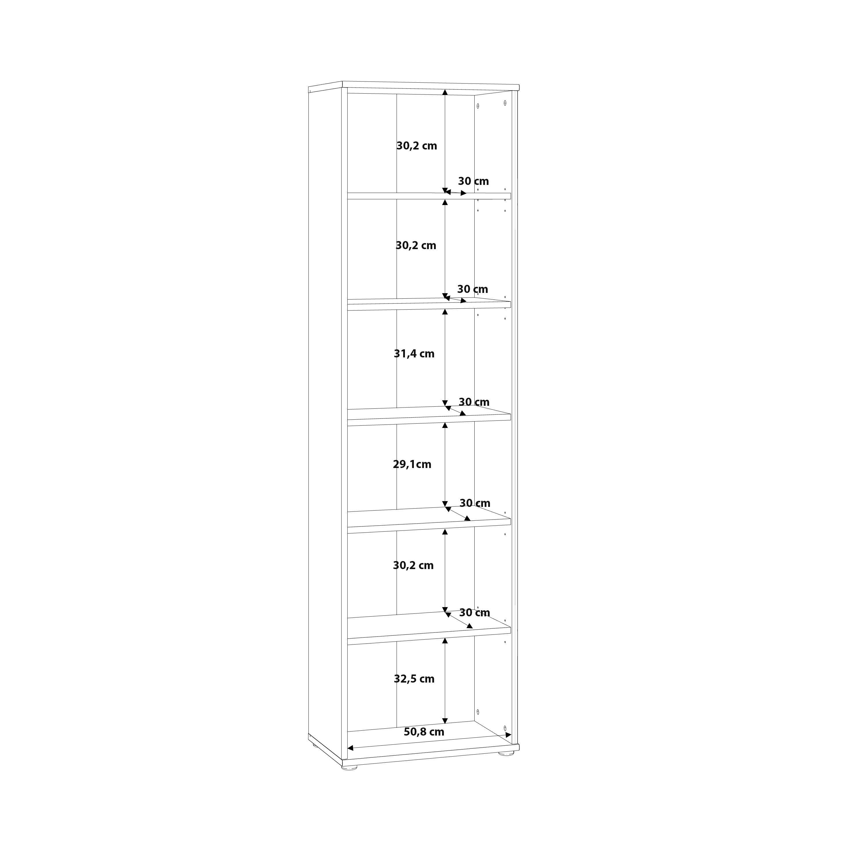 Essential Narrow 5 Shelf Bookcase in Vintage Oak