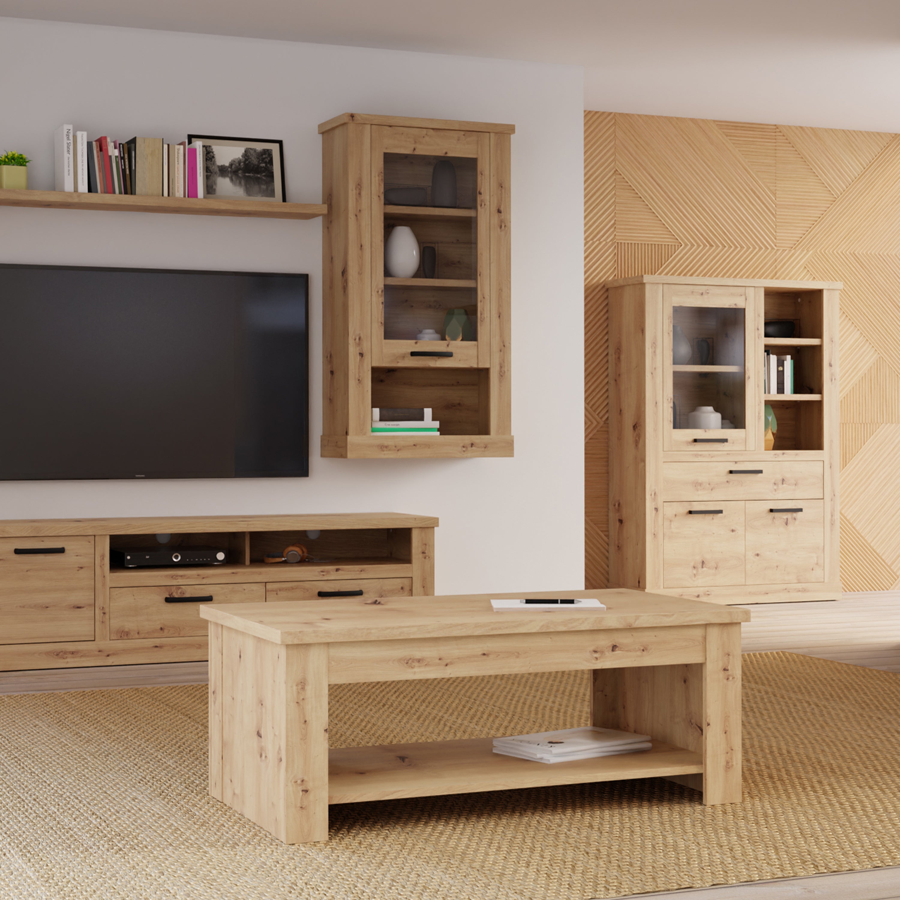 Corona Wall Display cabinet in Artisan Oak