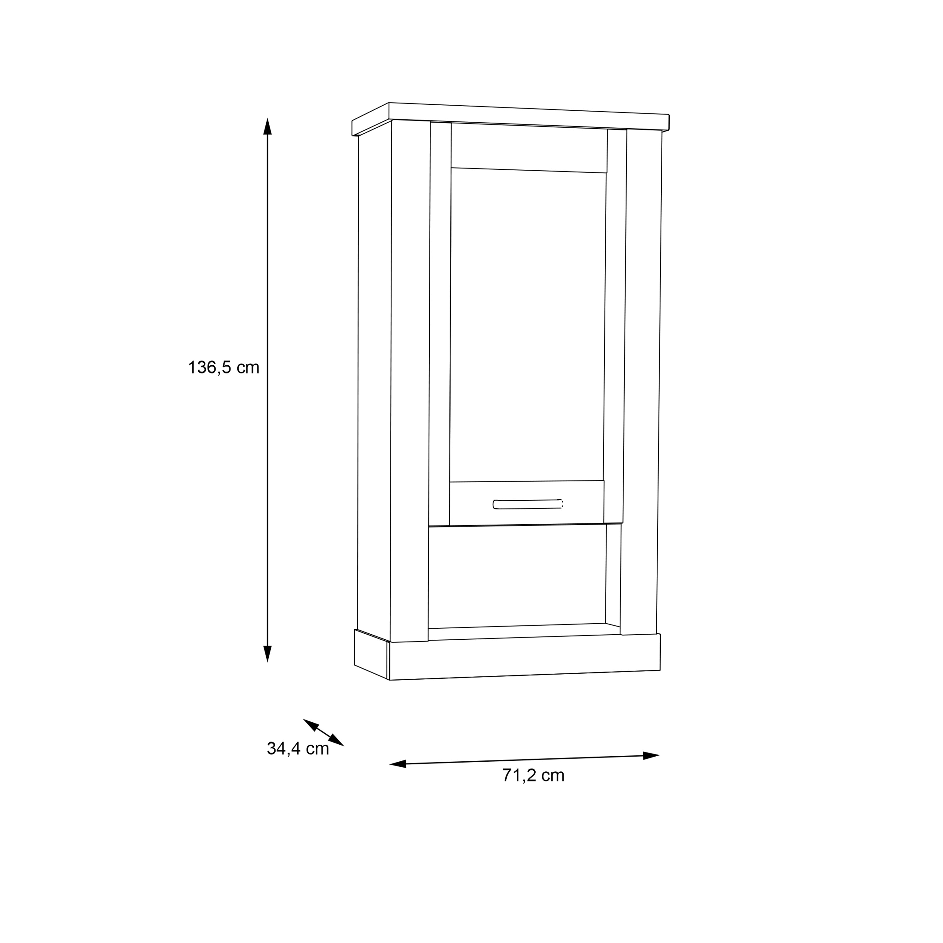 Corona Wall Display cabinet in Artisan Oak