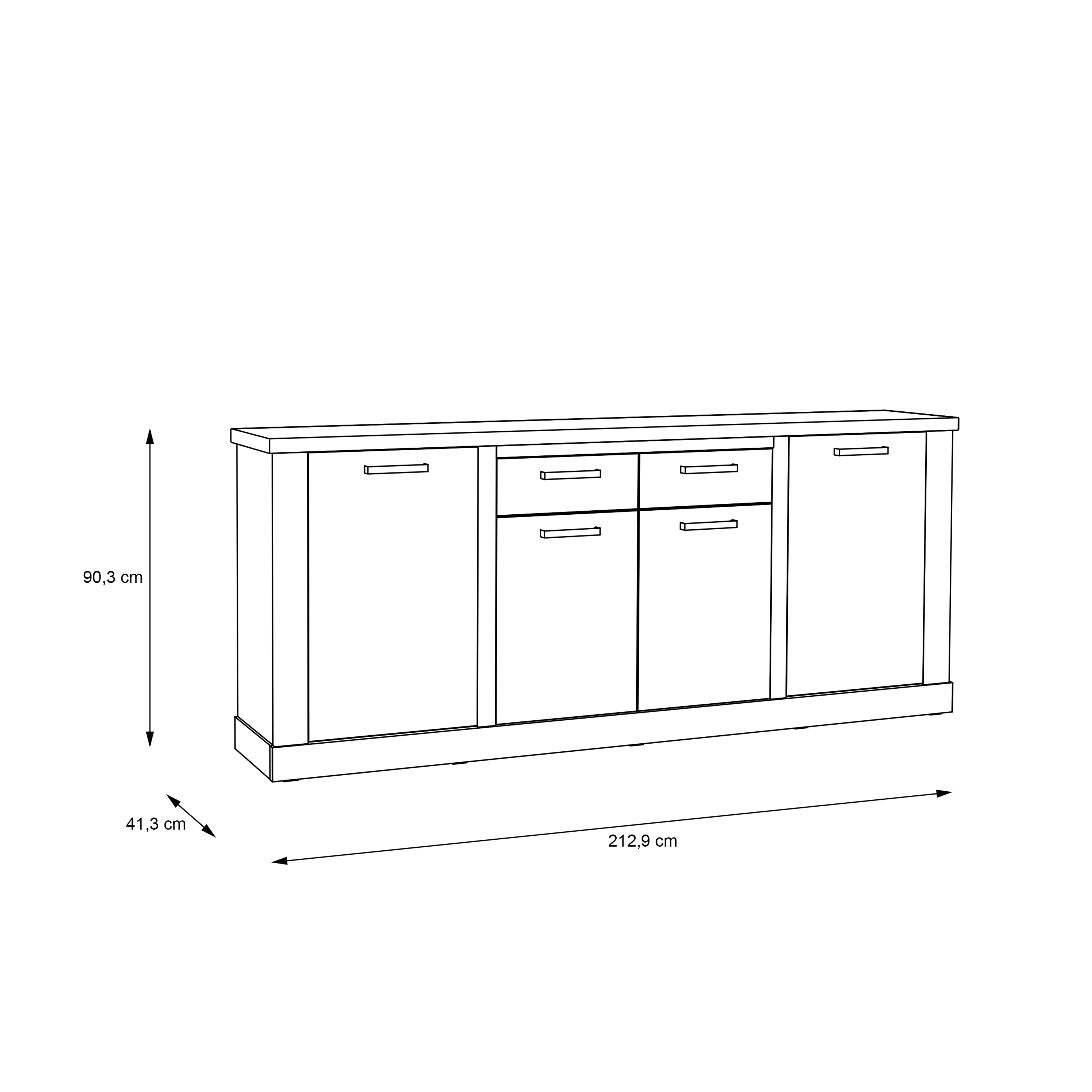 Corona 4 Door 2 Drawer Sideboard in Artisan Oak