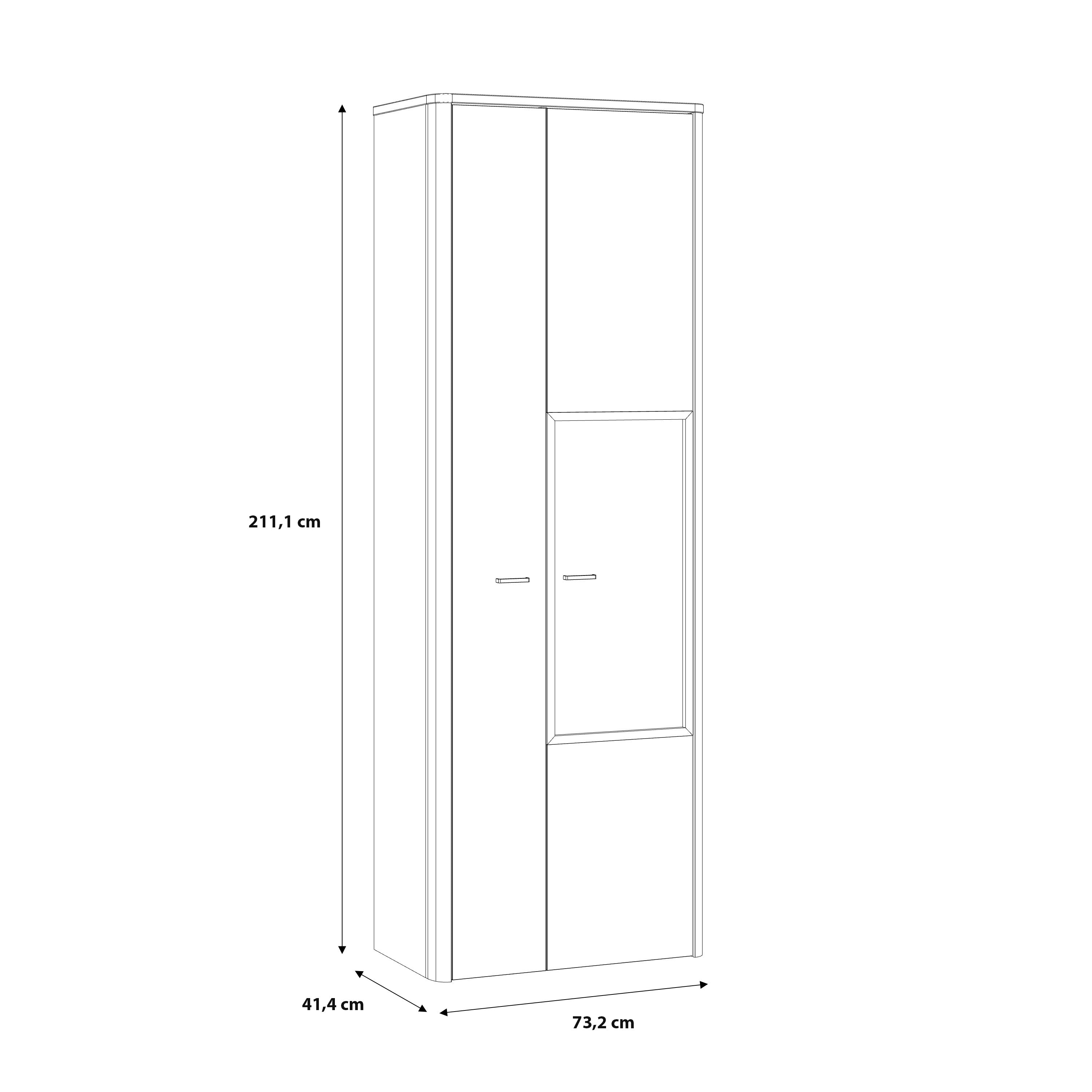 Klara Display Cabinet with 1 Door and 1 Glass Door in Grey and Oak