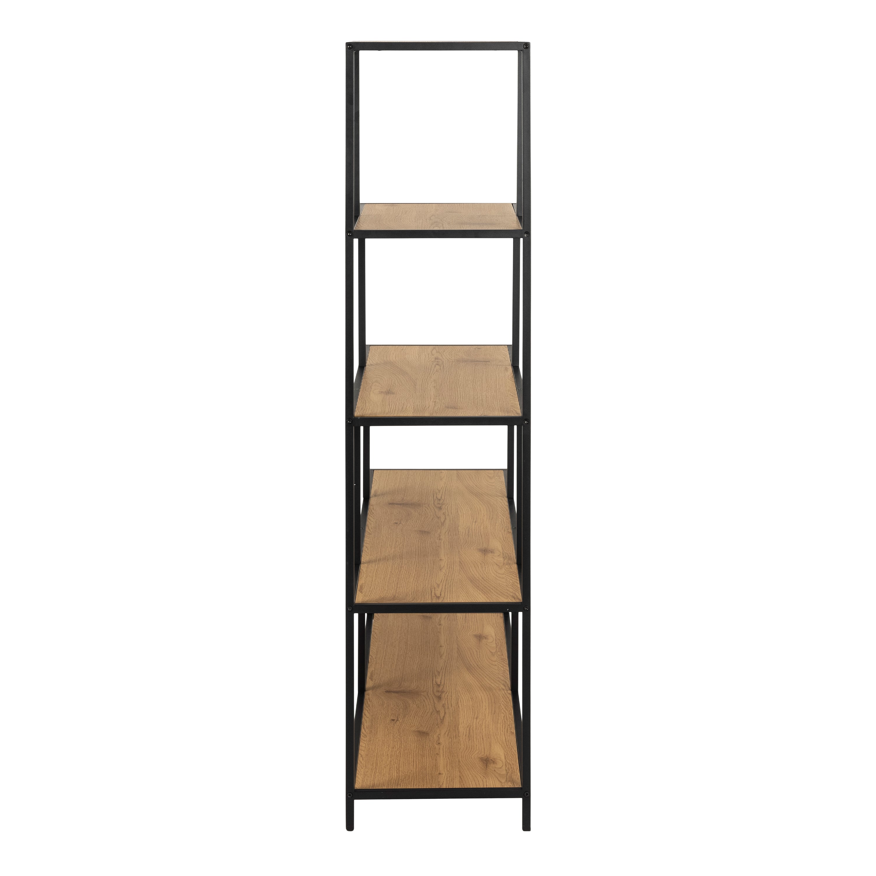 Seaford Bookcase with 4 Shelves and 1 Drawer in Black and Oak