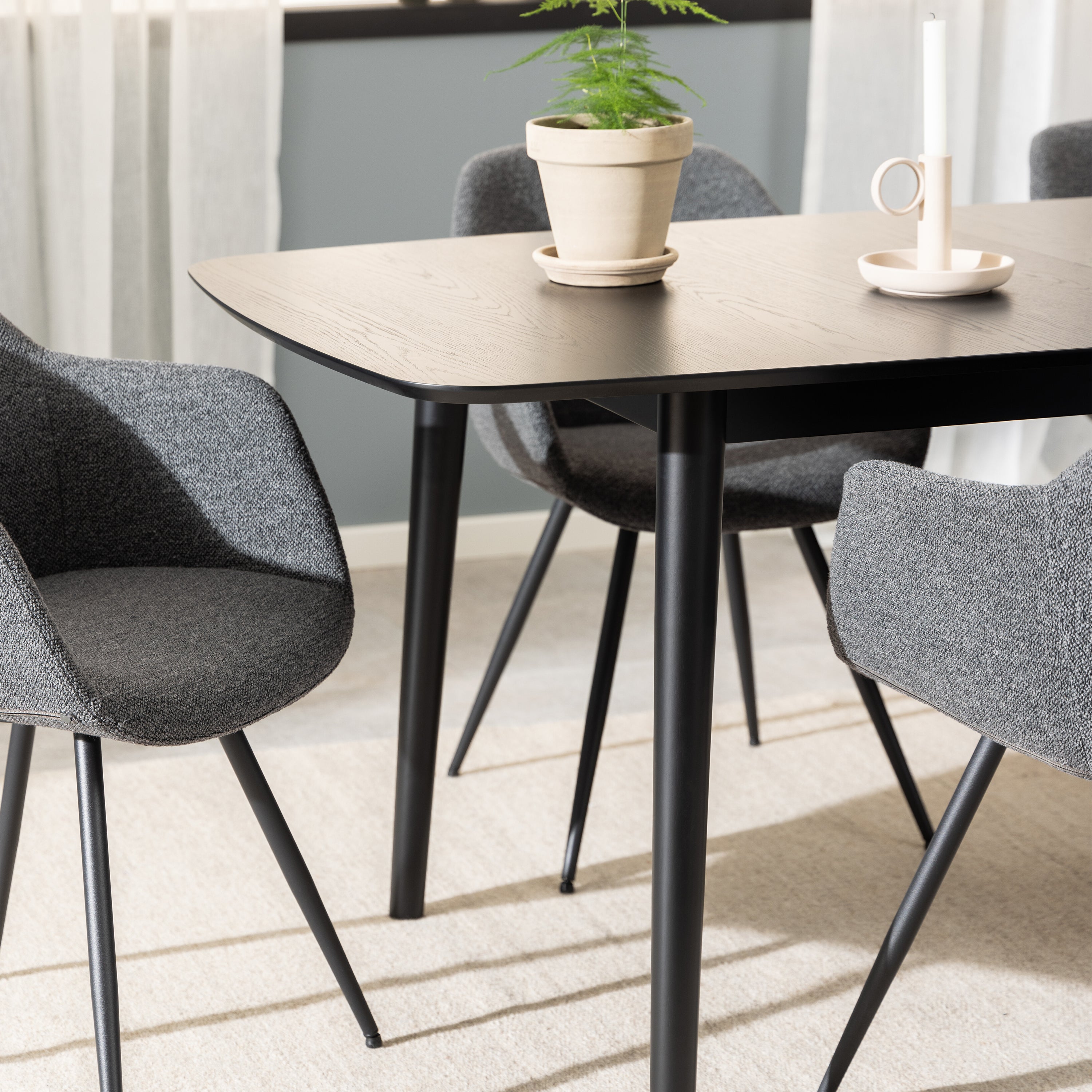 Montreux Rectangular Extending Dining Table in Black 180-219 cm