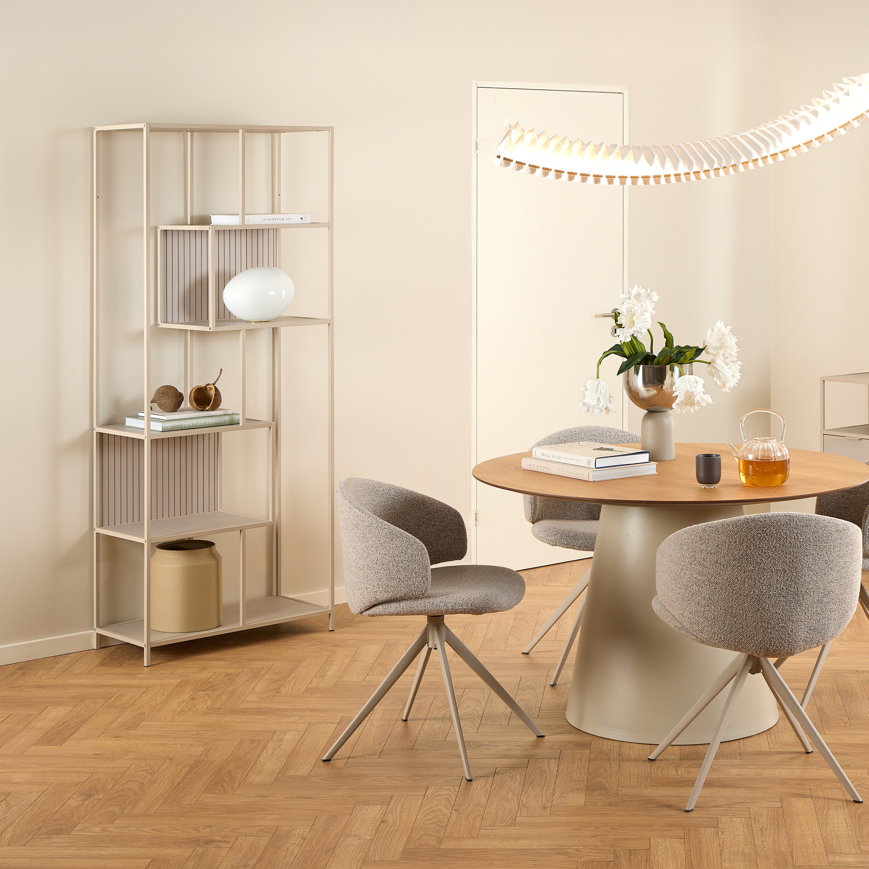 Seaford Tall Grey Metal Bookcase with 5 Shelves