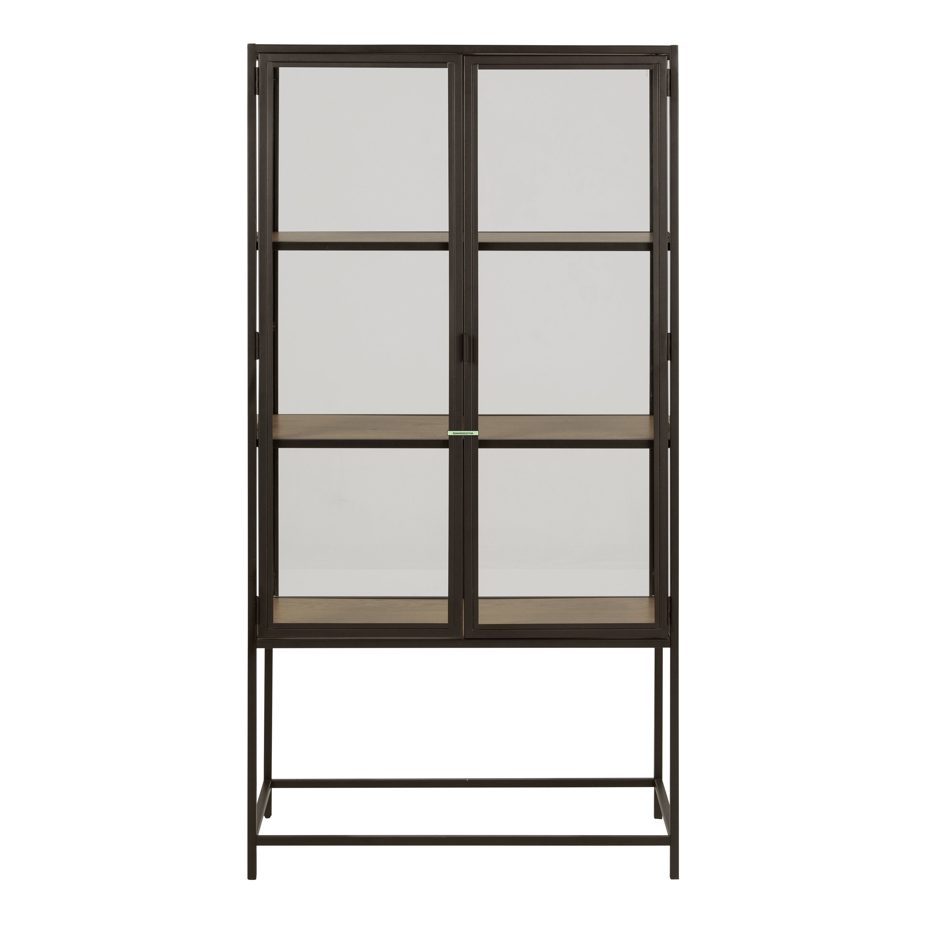 Seaford 2 Glass Door Display Cabinet in Black & Oak