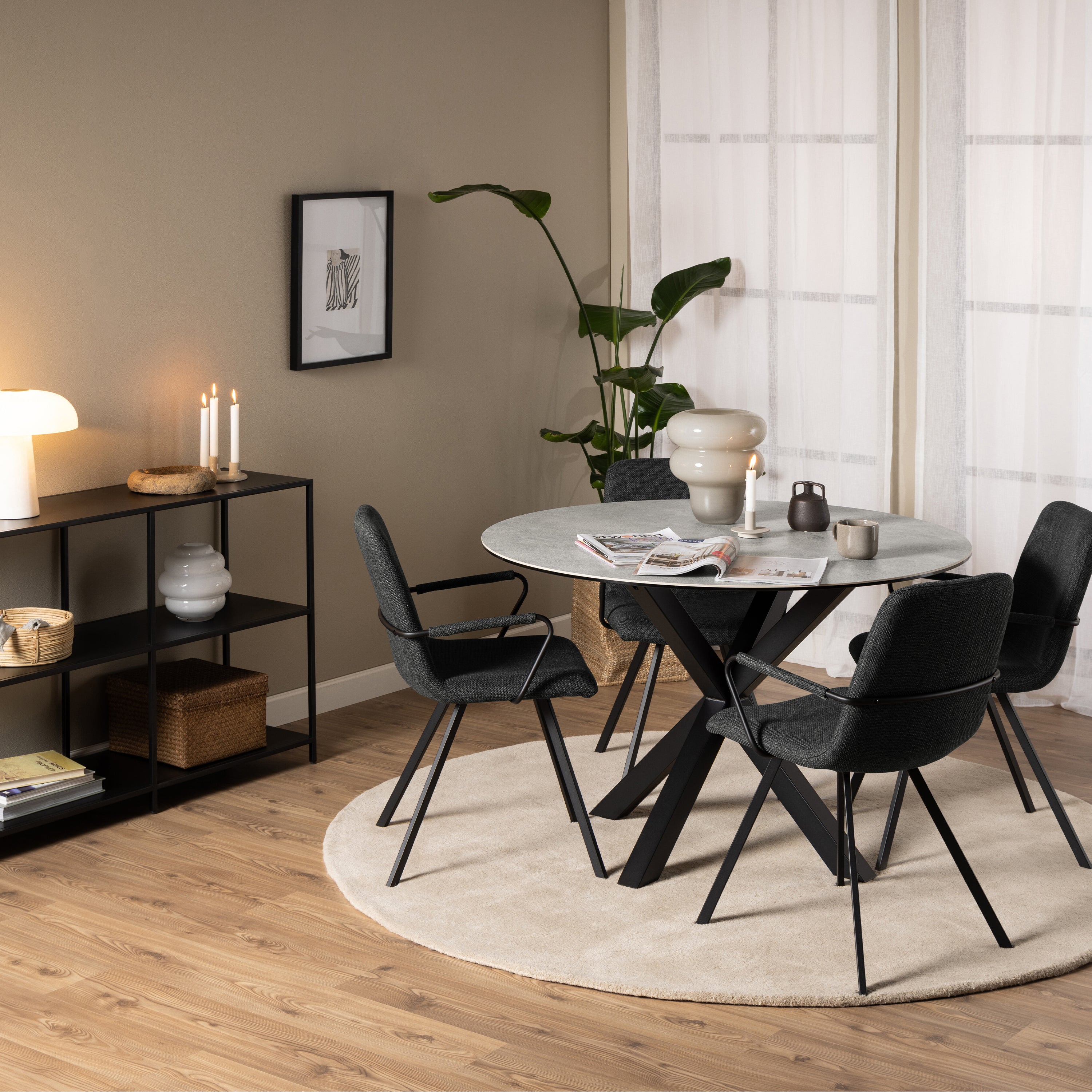 Heaven Round Dining Table with Ceramic Grey Top