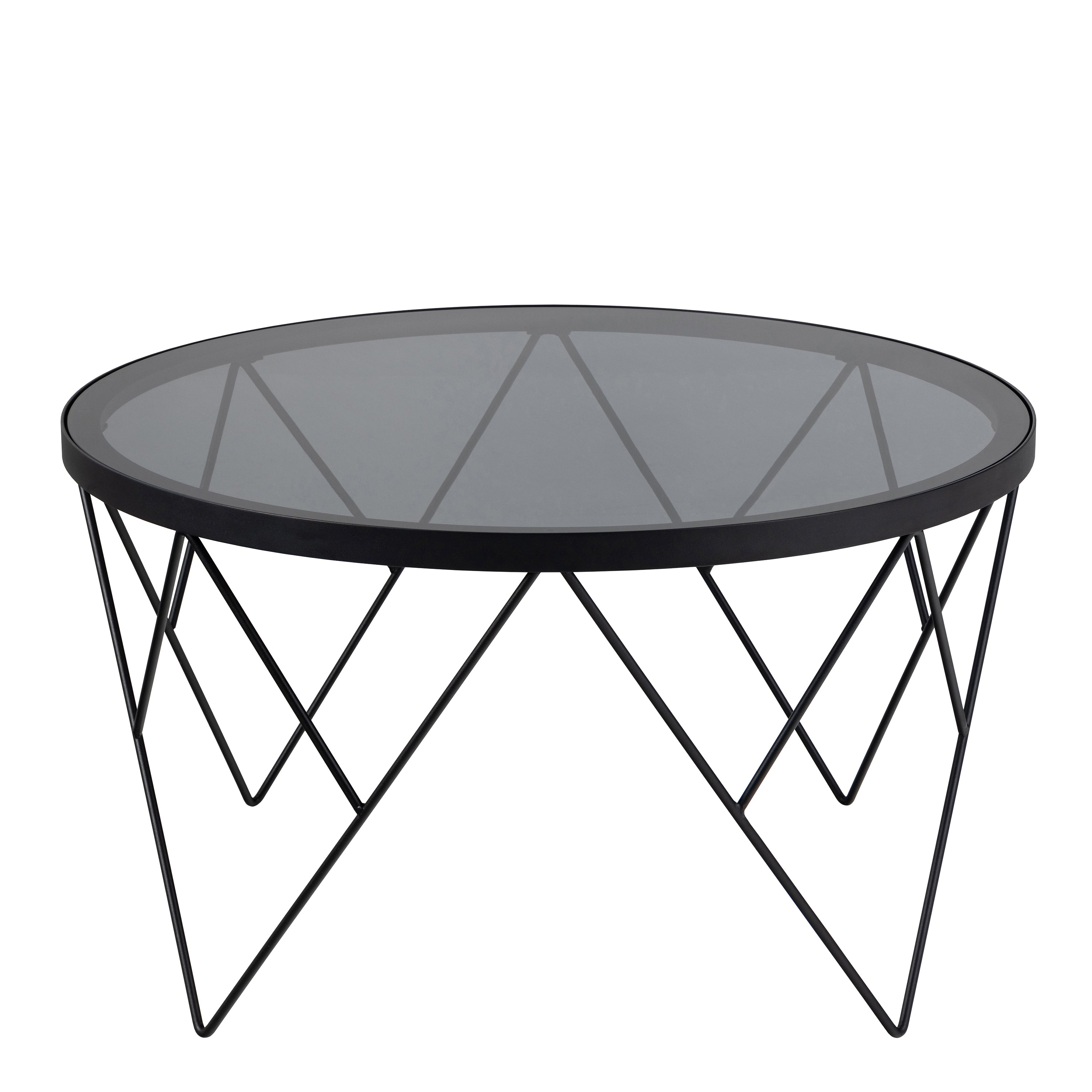 Halstow Coffee Table in Black with Smoked Glass Top
