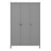 Tromso 3 Doors Wardrobe Folkestone Grey with Leather Handles