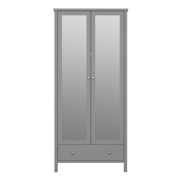 Tromso 2 Mirror Doors + 1 Drawer Wardrobe Folkestone Grey