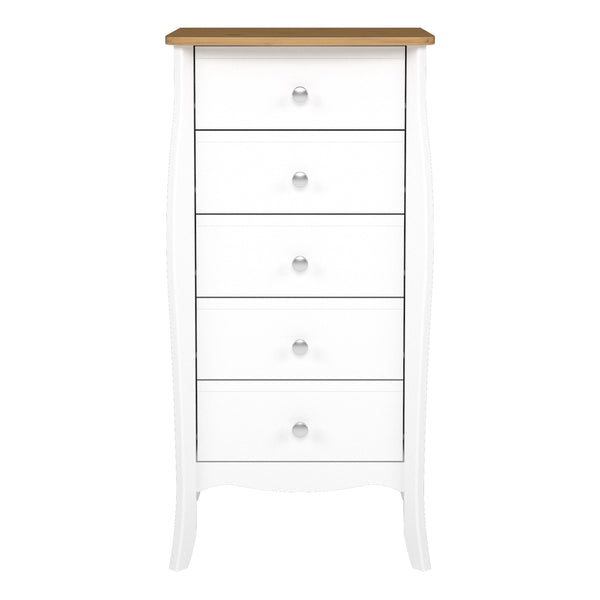 Baroque 5 Drw Narrow Pure White Iced Coffee Lacquer