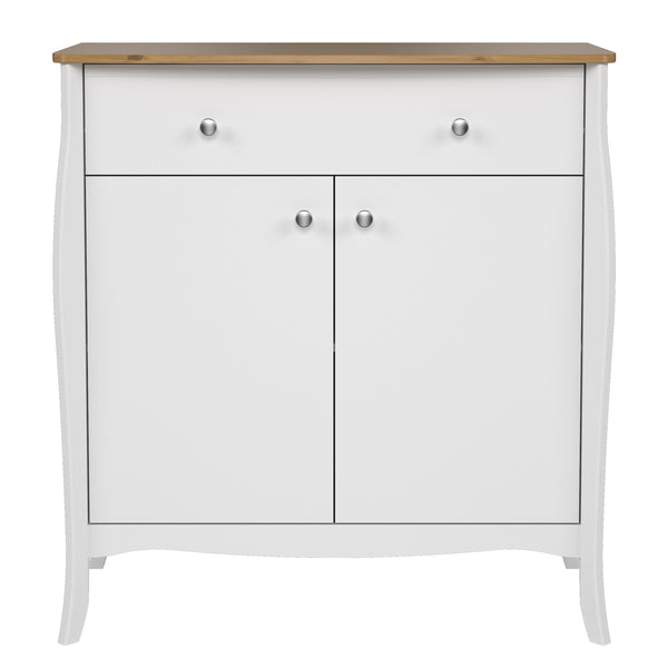 Baroque Sideboard 2 Doors + 1 Drawer, Pure White Iced Coffee Lacquer