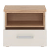 4Kids 1 Drawer bedside Cabinet in Light Oak and white High Gloss (opalino handles)