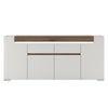 Toronto Wide 4 Door 2 Drawer Sideboard (inc. Plexi Lighting) In White and Oak