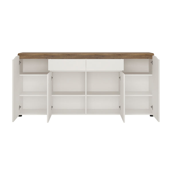 Toledo 4 door 2 drawer sideboard in White and Oak