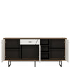 Brolo 3 door 1 drawer wide sideboard in Walnut and White